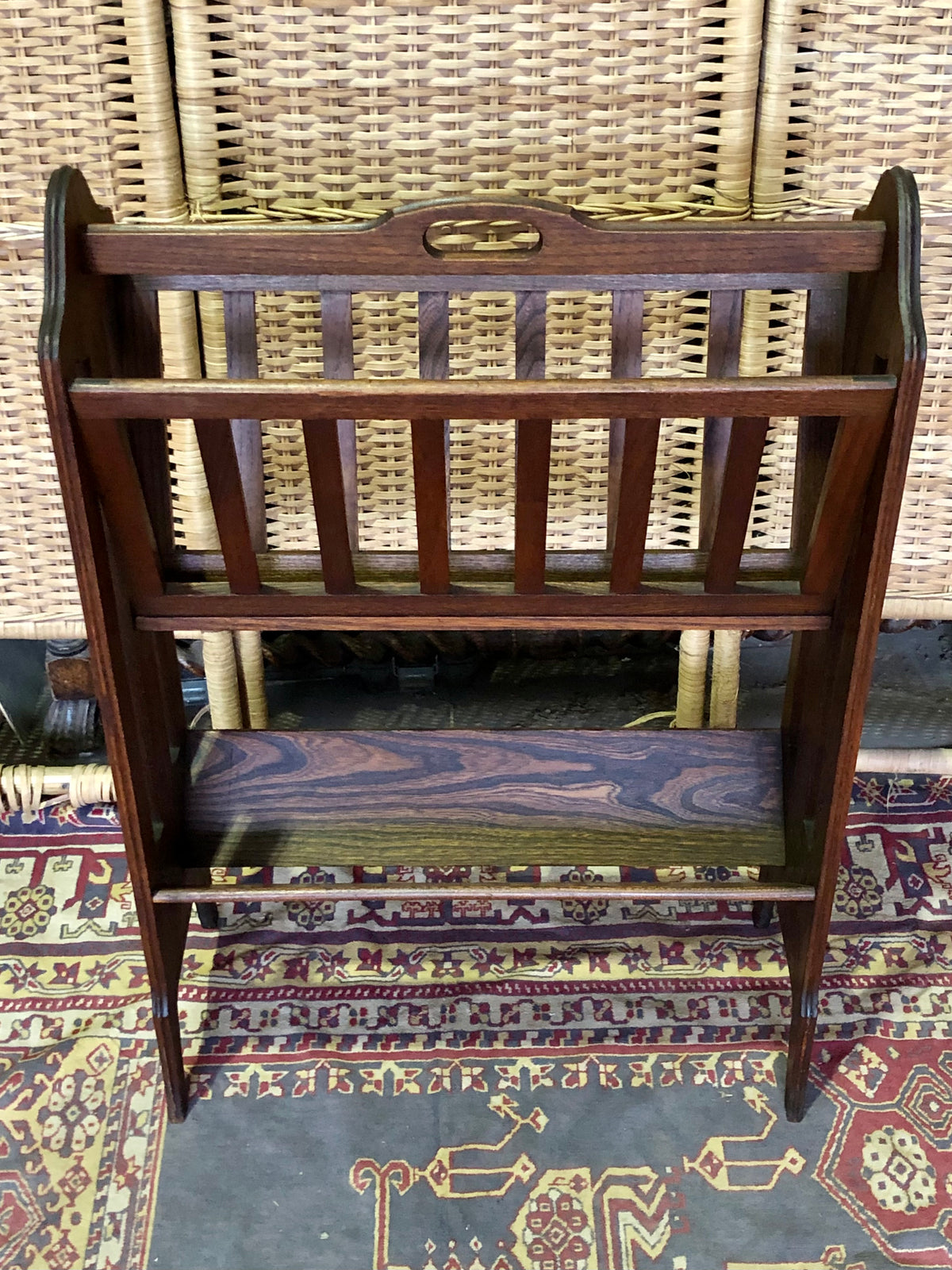 000491....Handsome Art Deco Oak Magazine Rack