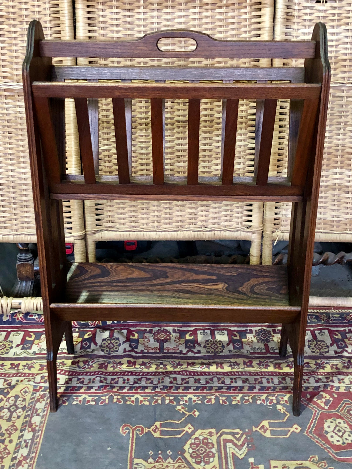 000491....Handsome Art Deco Oak Magazine Rack