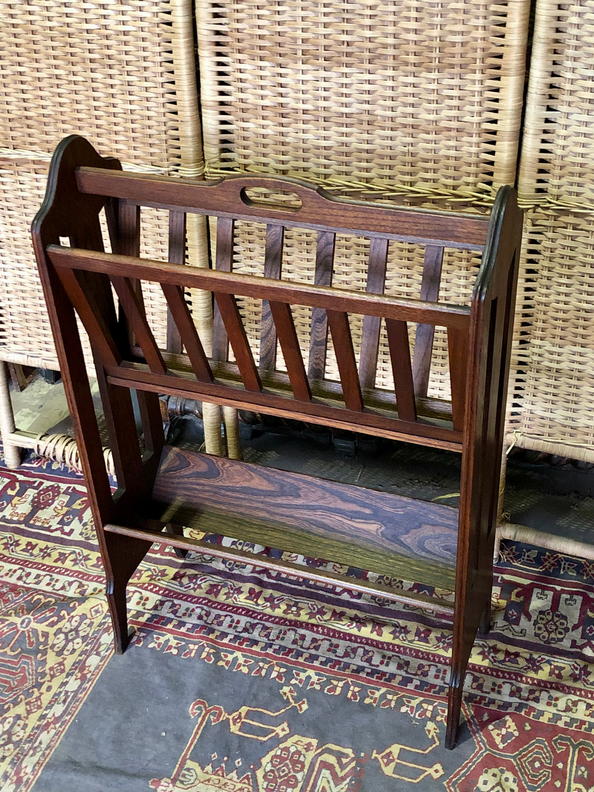 000491....Handsome Art Deco Oak Magazine Rack