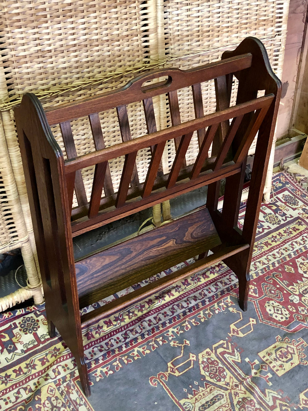 000491....Handsome Art Deco Oak Magazine Rack