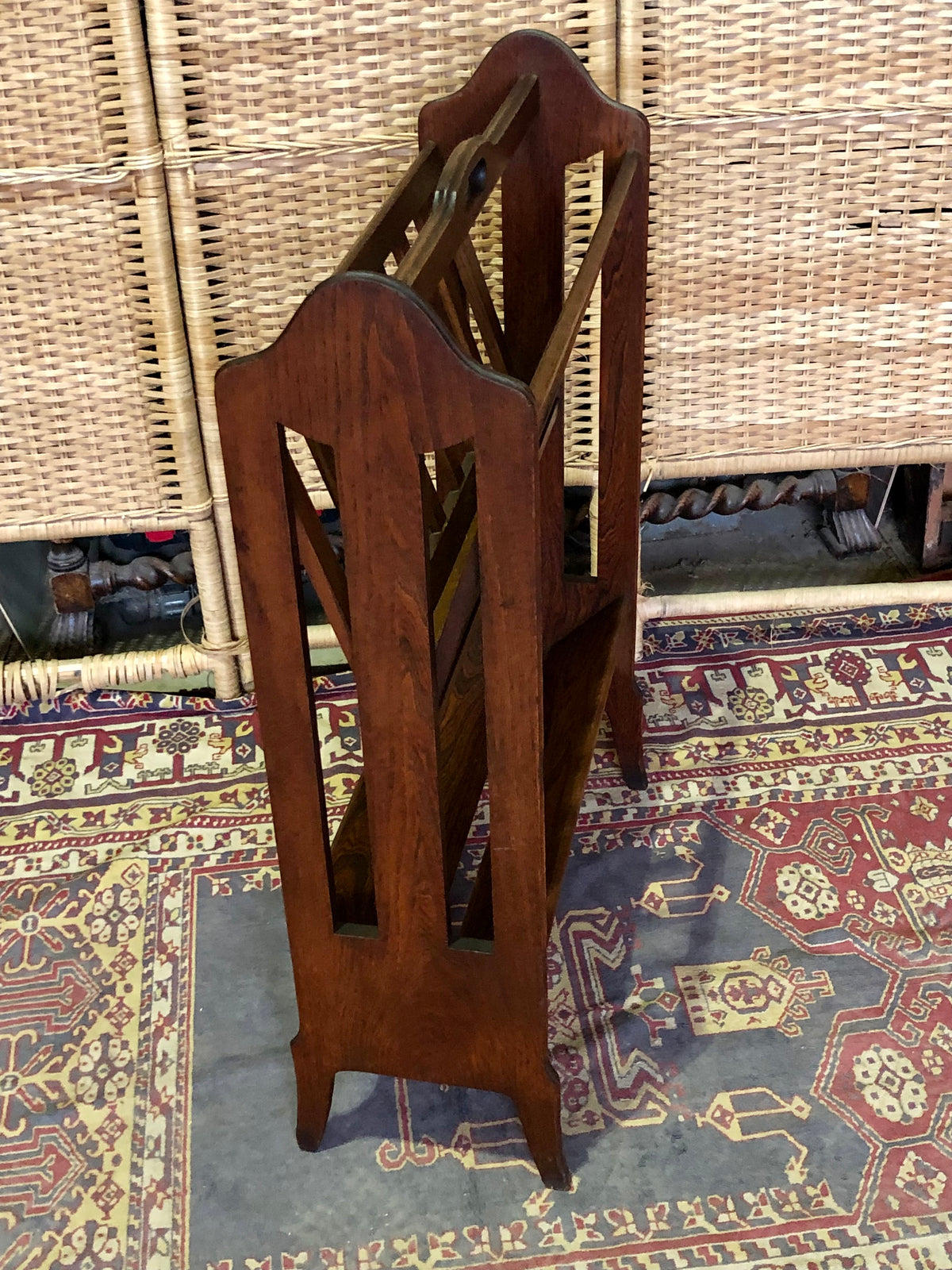 000491....Handsome Art Deco Oak Magazine Rack