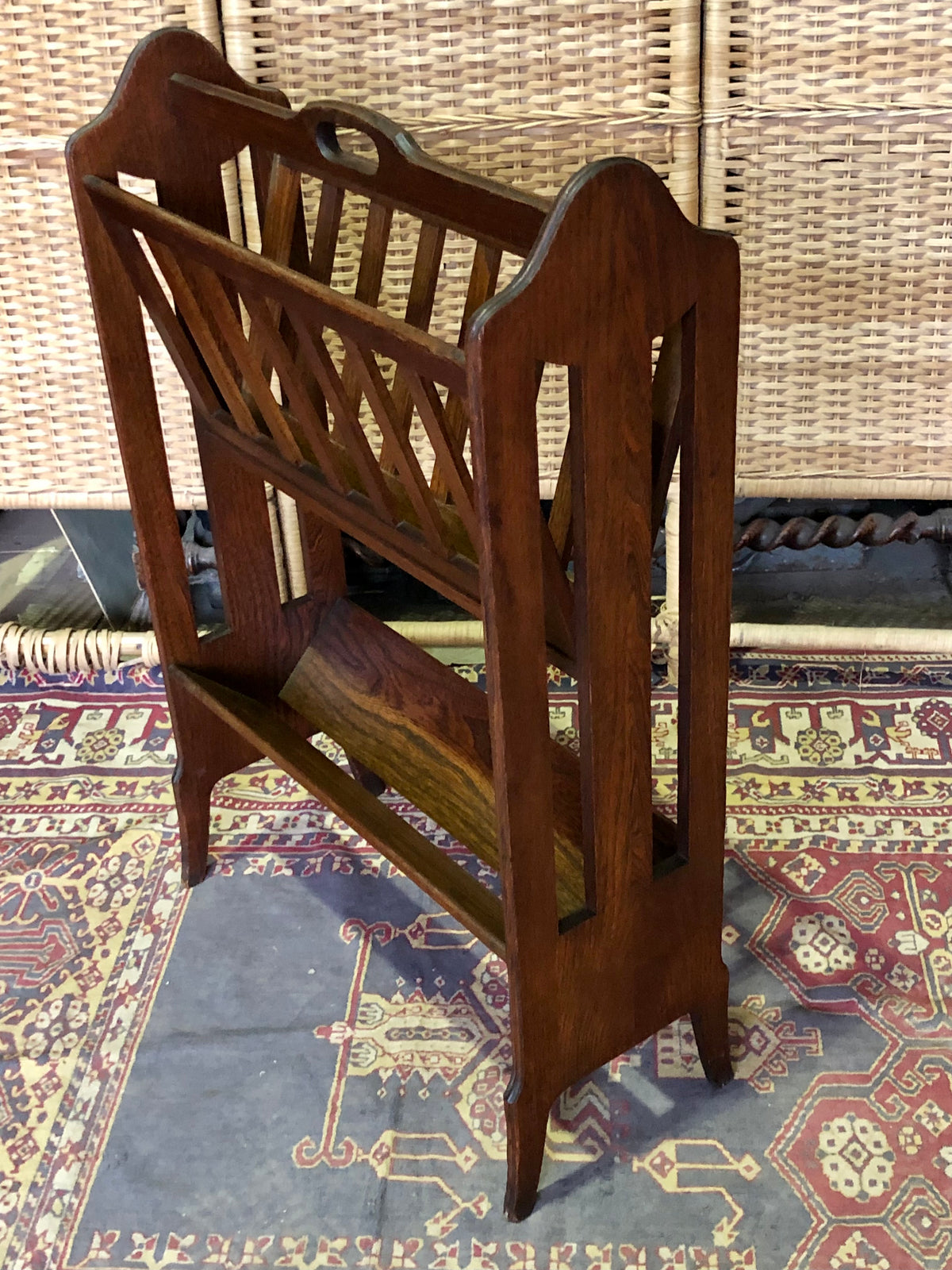 000491....Handsome Art Deco Oak Magazine Rack