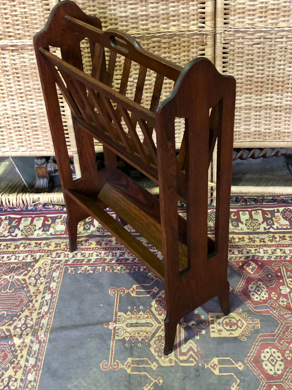 000491....Handsome Art Deco Oak Magazine Rack