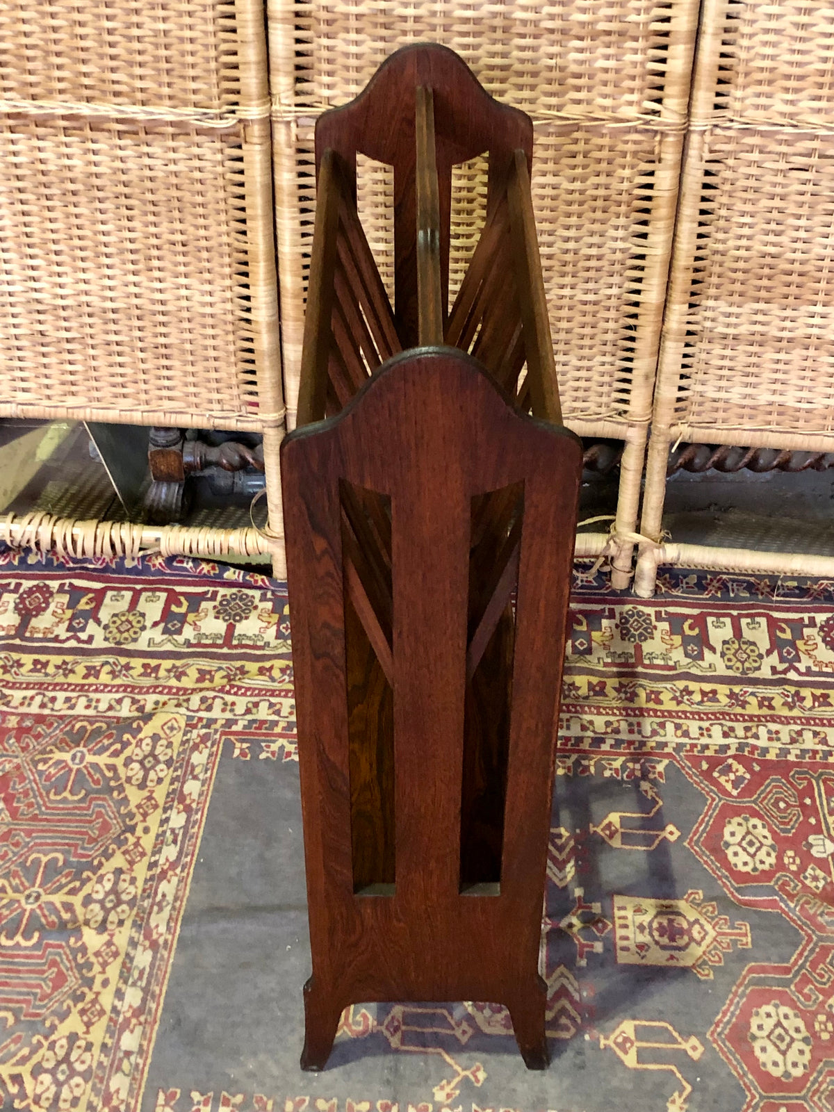 000491....Handsome Art Deco Oak Magazine Rack