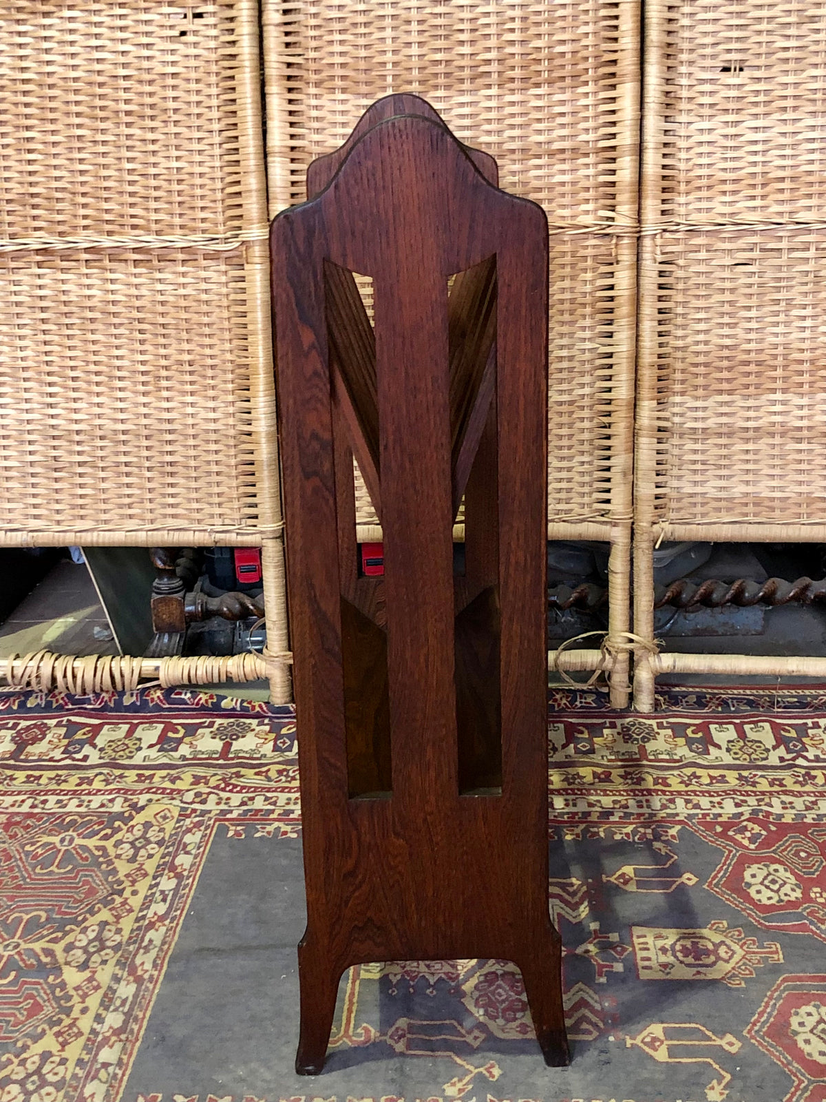 000491....Handsome Art Deco Oak Magazine Rack