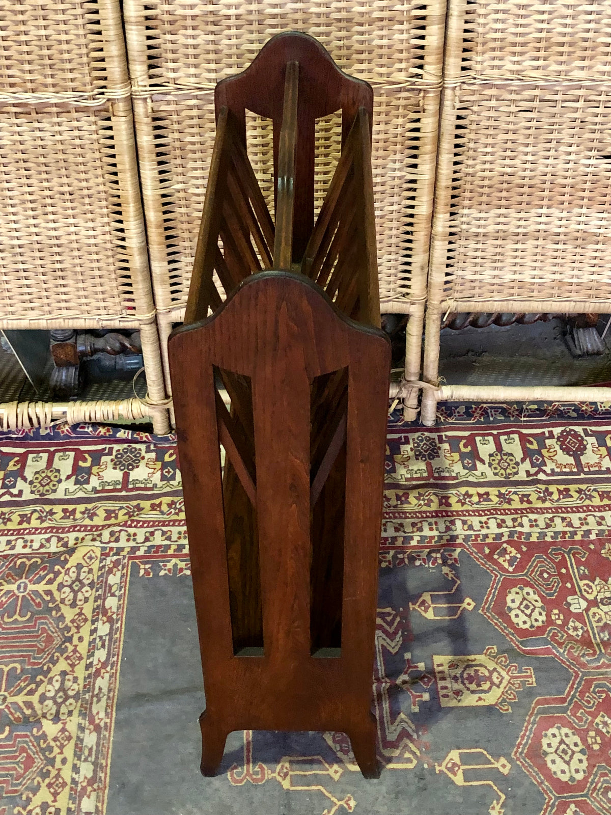 000491....Handsome Art Deco Oak Magazine Rack