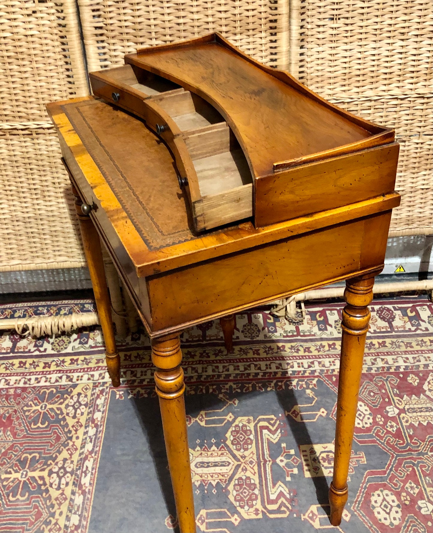 000611....Handsome Small Vintage Yew Writing Table