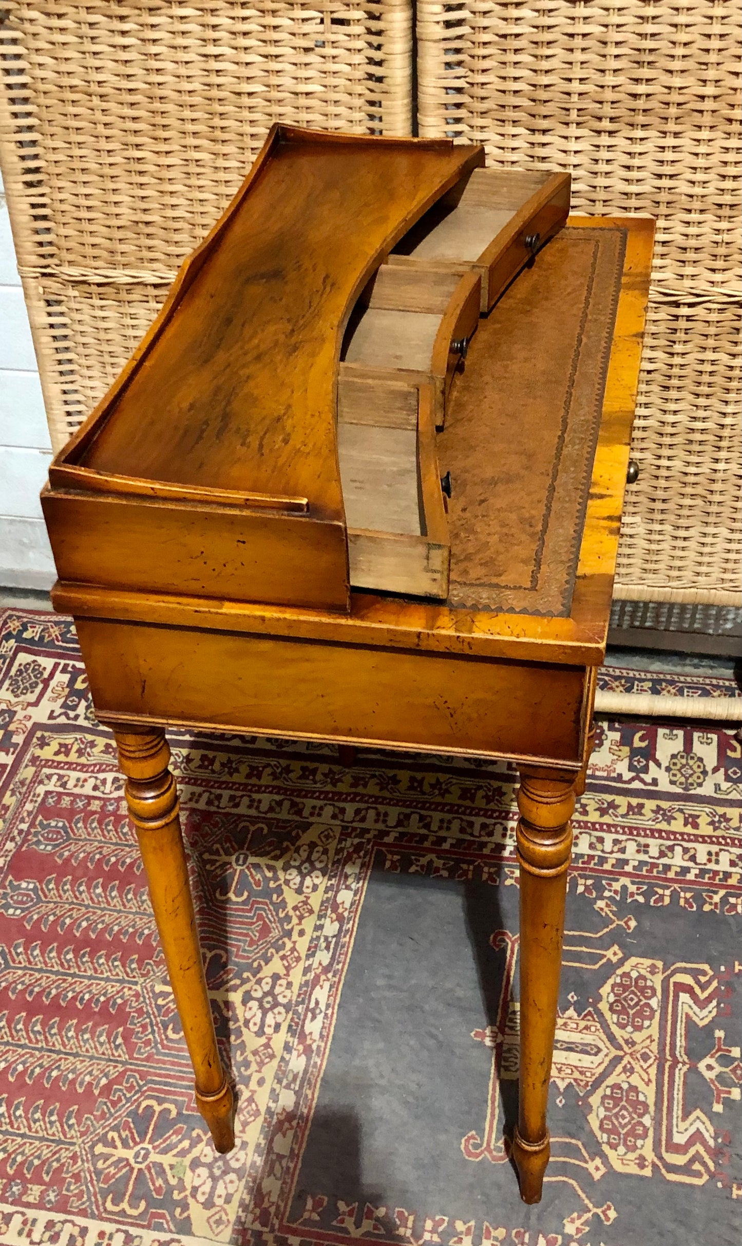 000611....Handsome Small Vintage Yew Writing Table