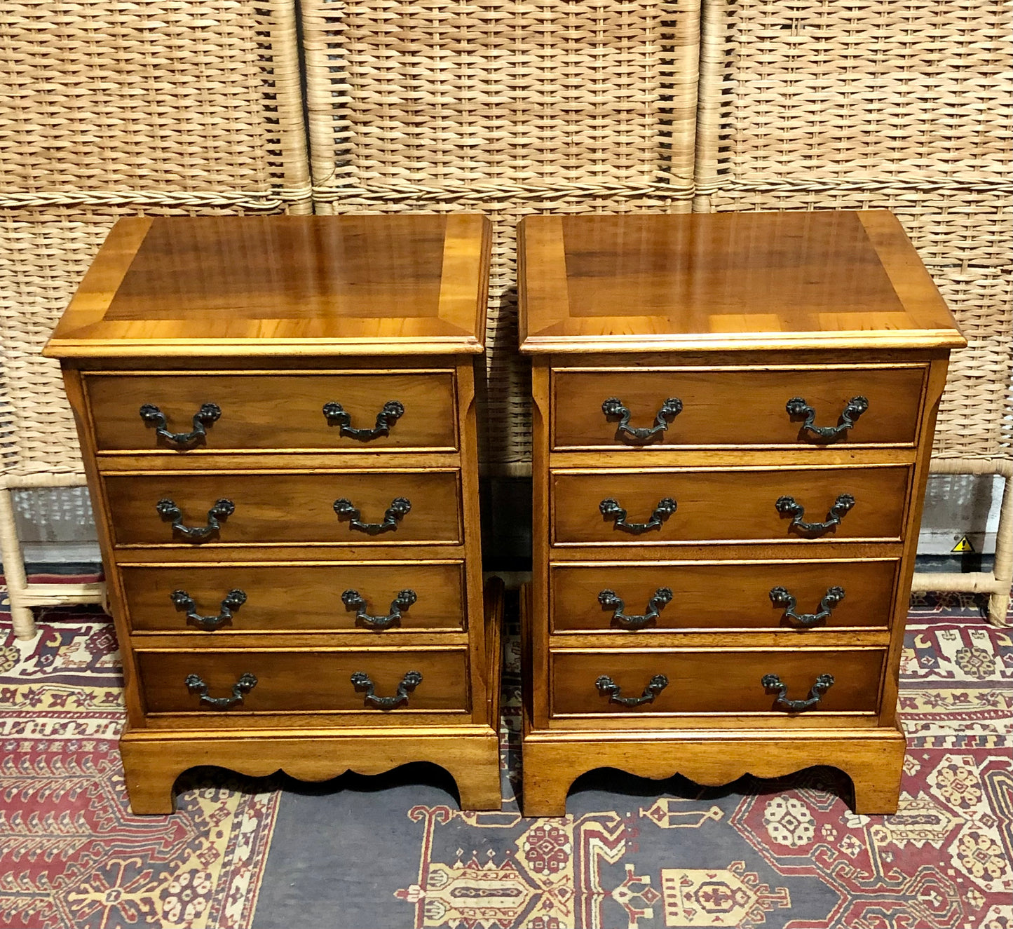 000610....Handsome Pair Of Vintage Yew Bedside Chests ( sold )