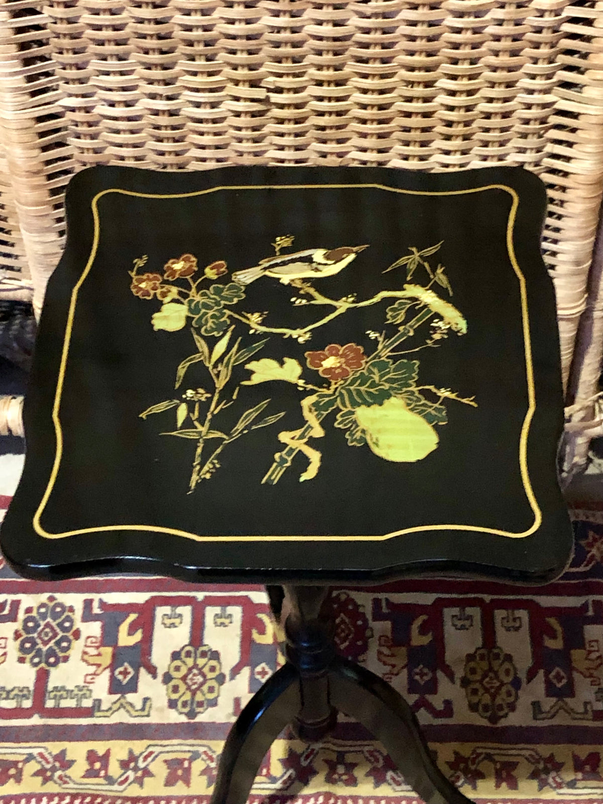 000488....Handsome Pair Of Oriental Lacquered Wine Tables