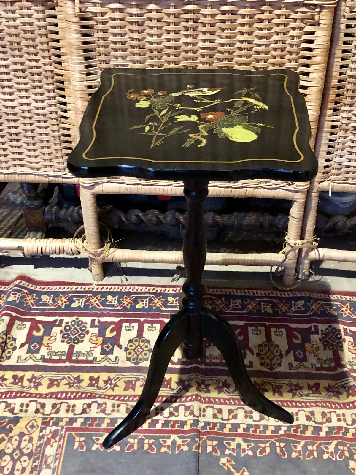 000488....Handsome Pair Of Oriental Lacquered Wine Tables