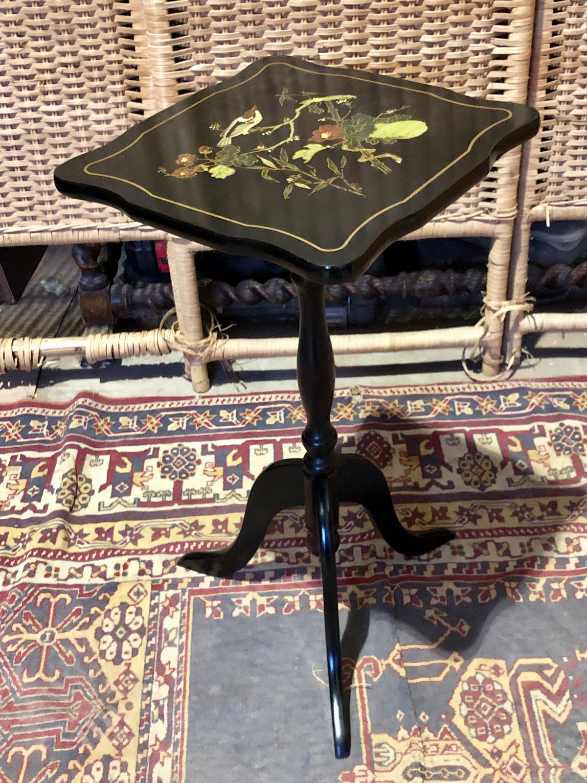 000488....Handsome Pair Of Oriental Lacquered Wine Tables