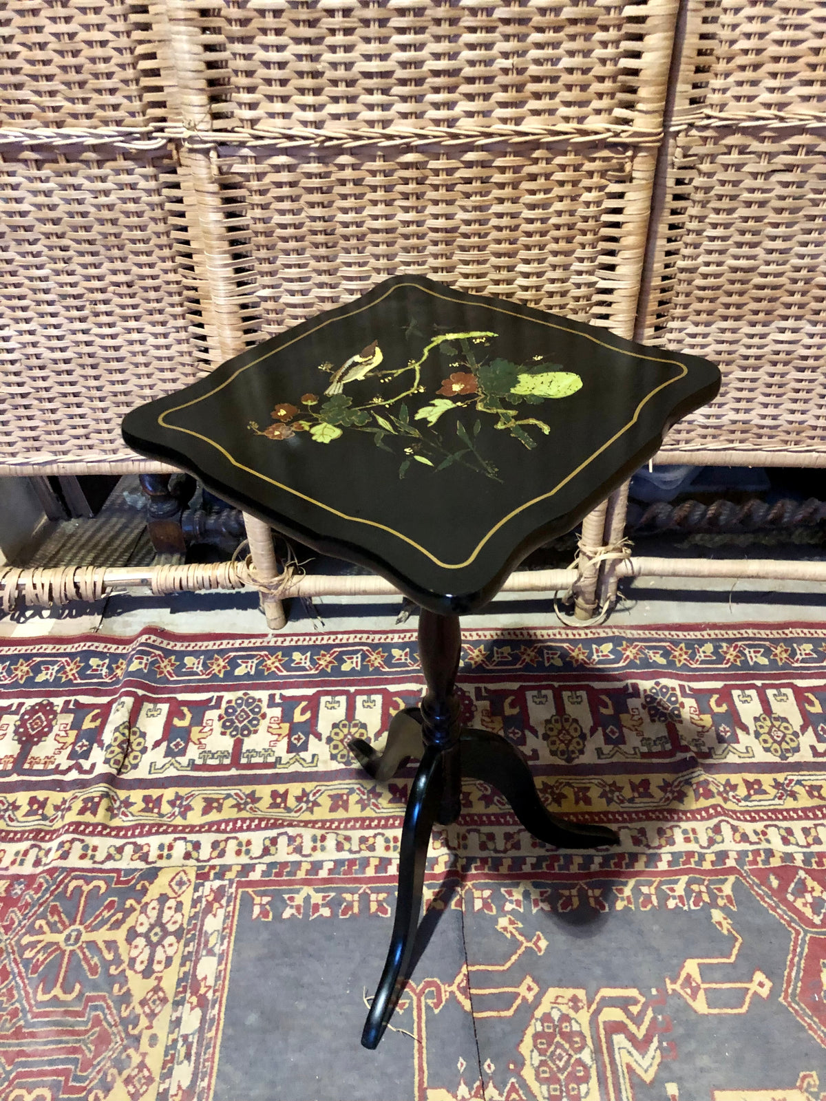 000488....Handsome Pair Of Oriental Lacquered Wine Tables