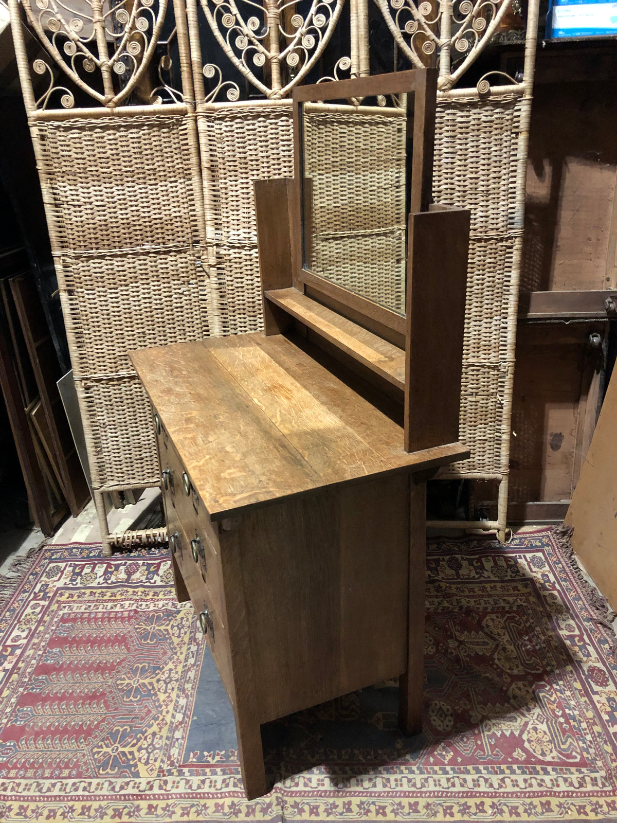 000484....Handsome Arts And Crafts Oak Dressing Table/Chest