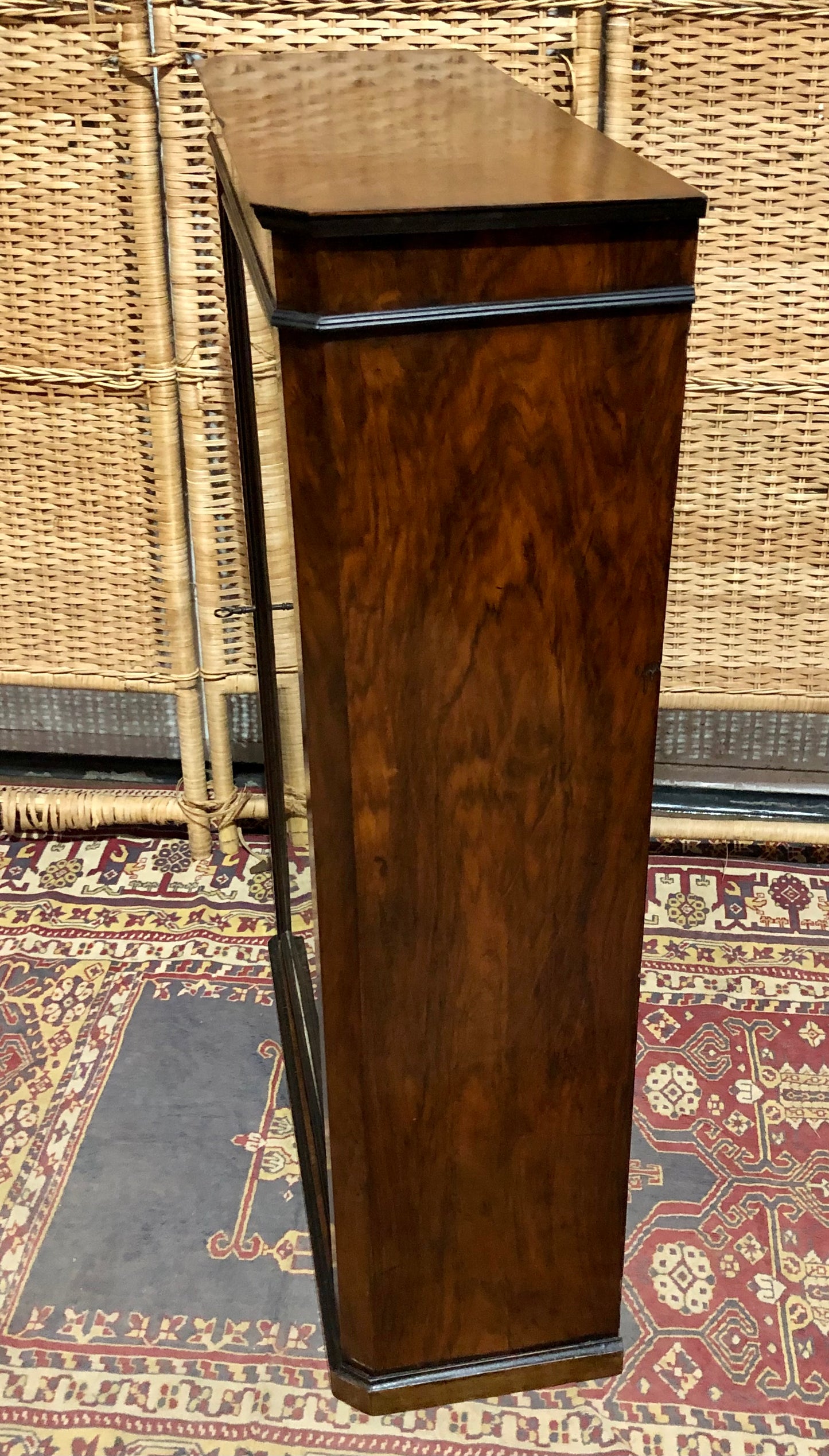 000604....Handsome Antique French Walnut Pier Cabinet/Bookcase
