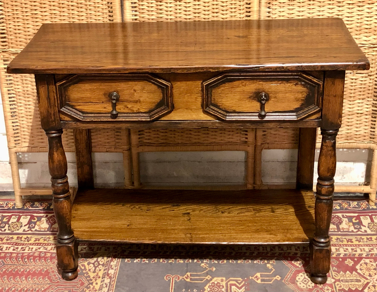 000588....Handsome Antique Jacobean Style Oak Side Table