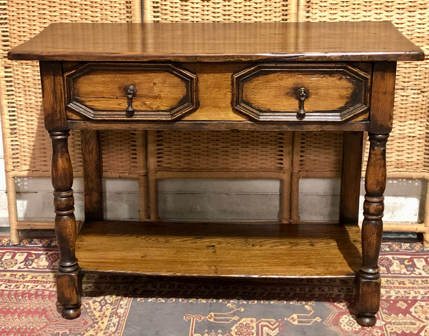 000588....Handsome Antique Jacobean Style Oak Side Table