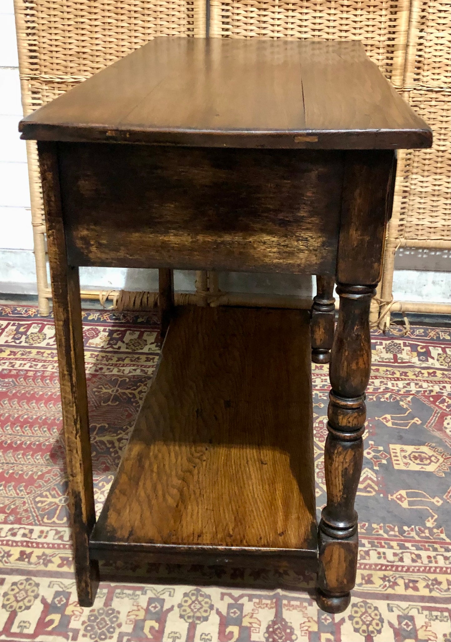 000588....Handsome Antique Jacobean Style Oak Side Table