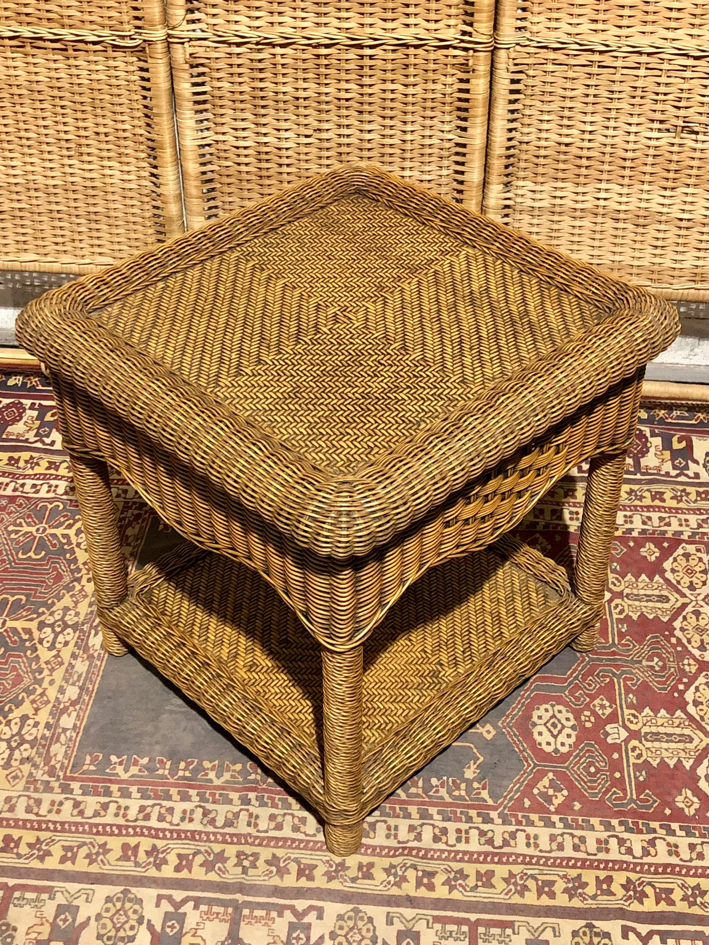 000586....Handsome Vintage Wicker Coffee Table