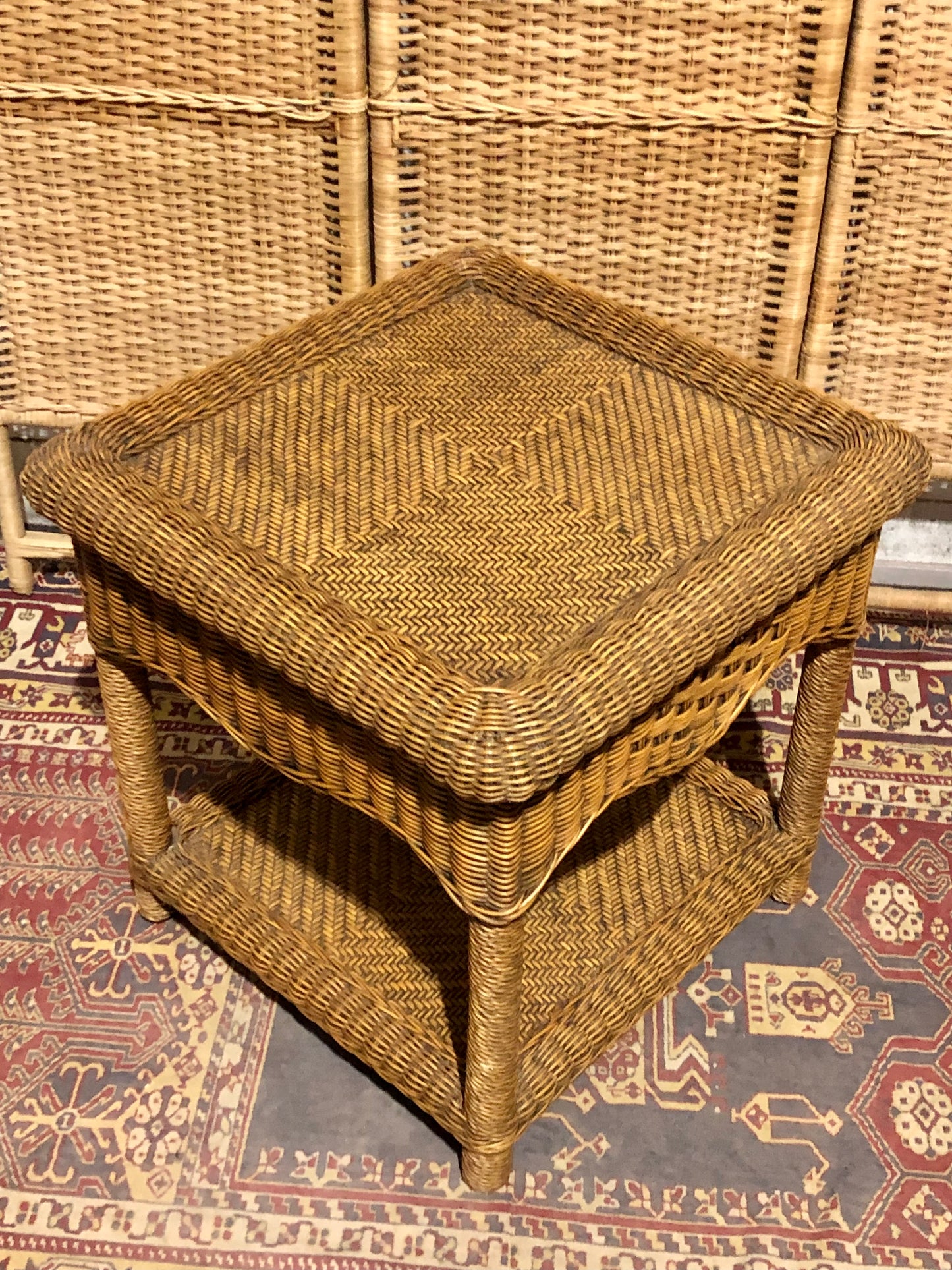 000586....Handsome Vintage Wicker Coffee Table