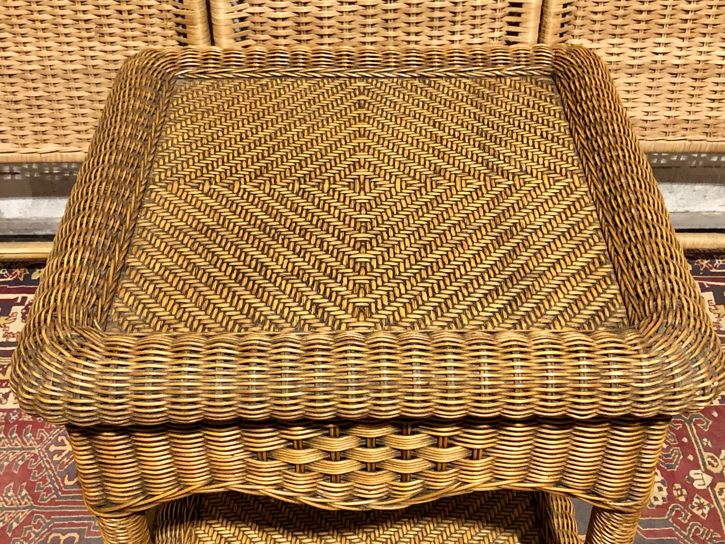 000586....Handsome Vintage Wicker Coffee Table