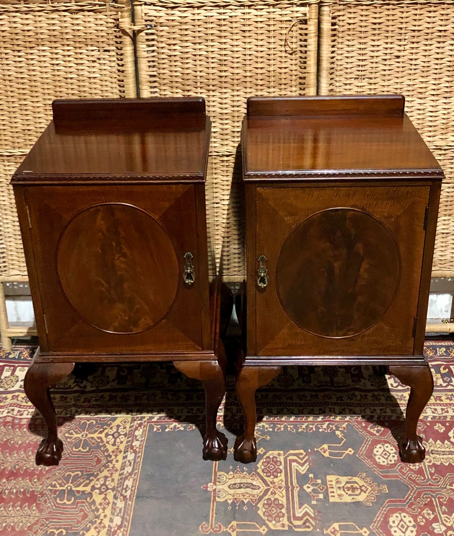 000584....Handsome Pair Of Vintage Mahogany Bedside Tables ( sold )