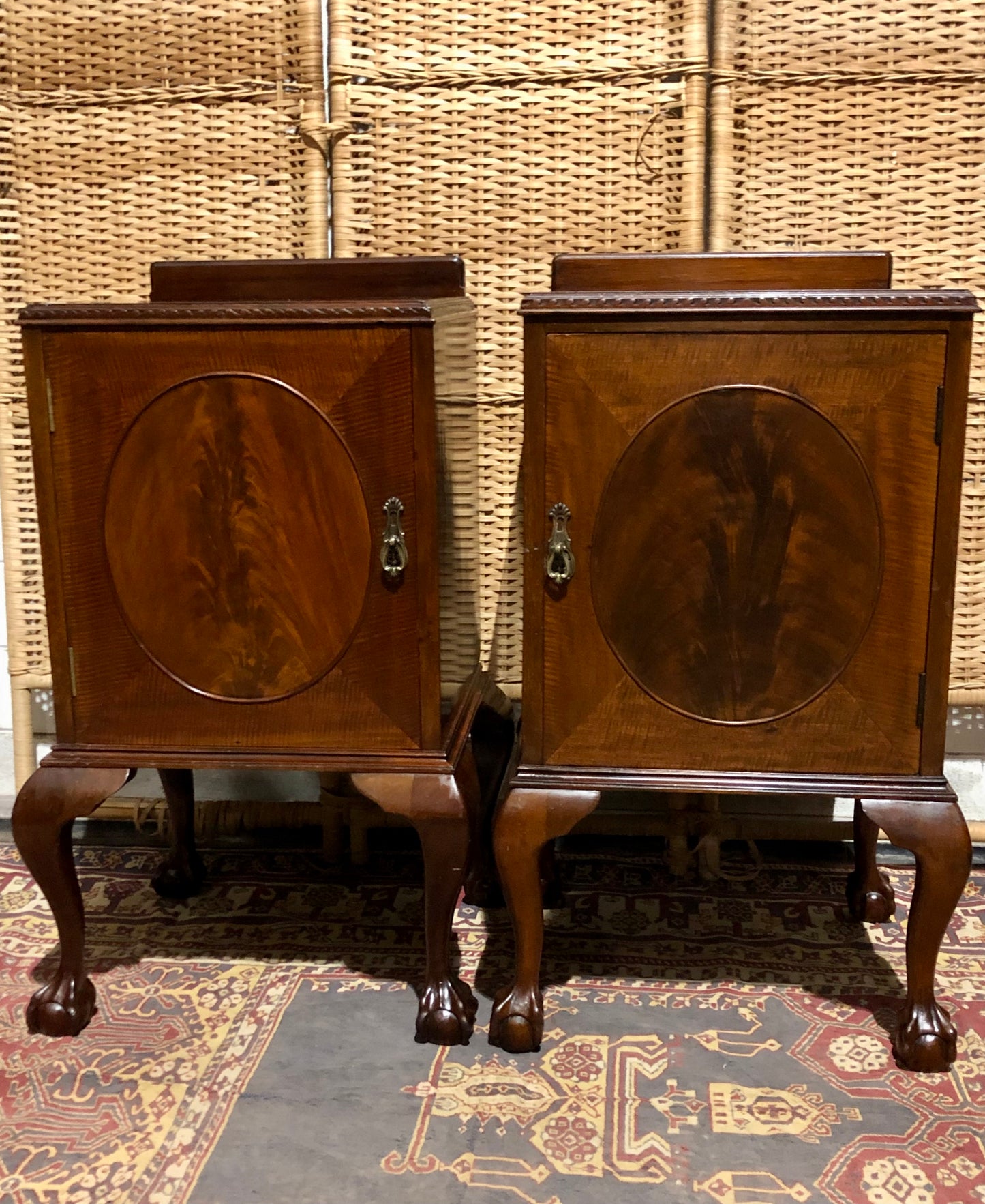 000584....Handsome Pair Of Vintage Mahogany Bedside Tables ( sold )