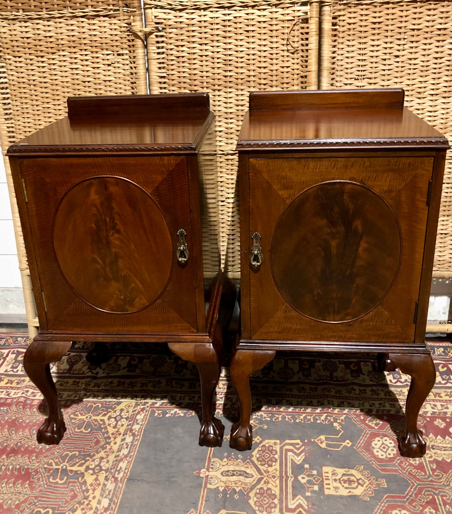 000584....Handsome Pair Of Vintage Mahogany Bedside Tables ( sold )