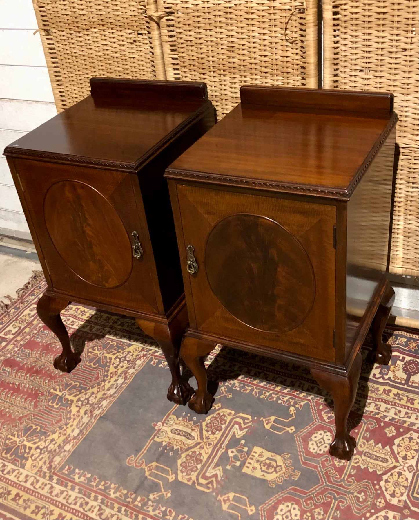 000584....Handsome Pair Of Vintage Mahogany Bedside Tables ( sold )