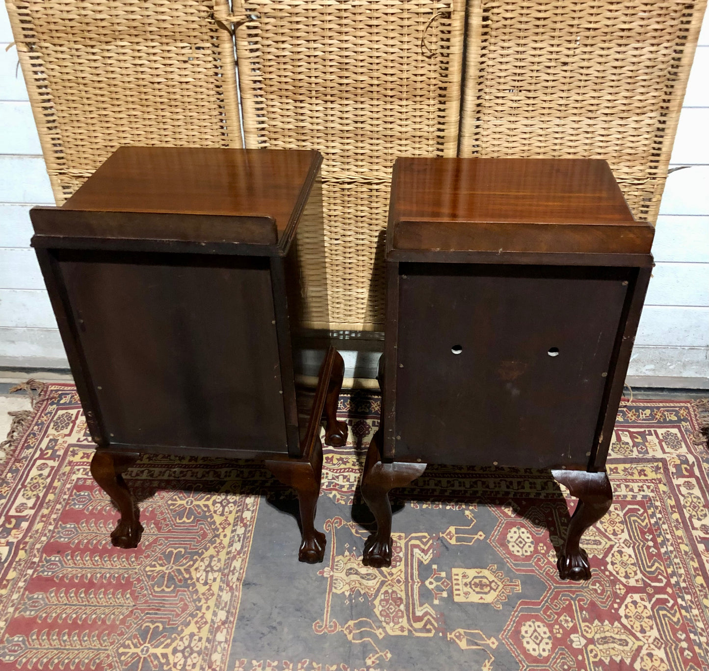 000584....Handsome Pair Of Vintage Mahogany Bedside Tables ( sold )