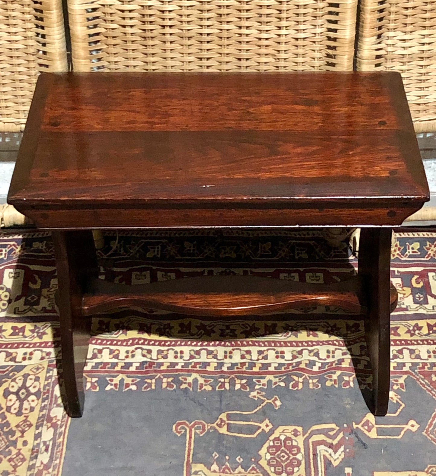 000580....Handsome Arts And Crafts Fruitwood Stool