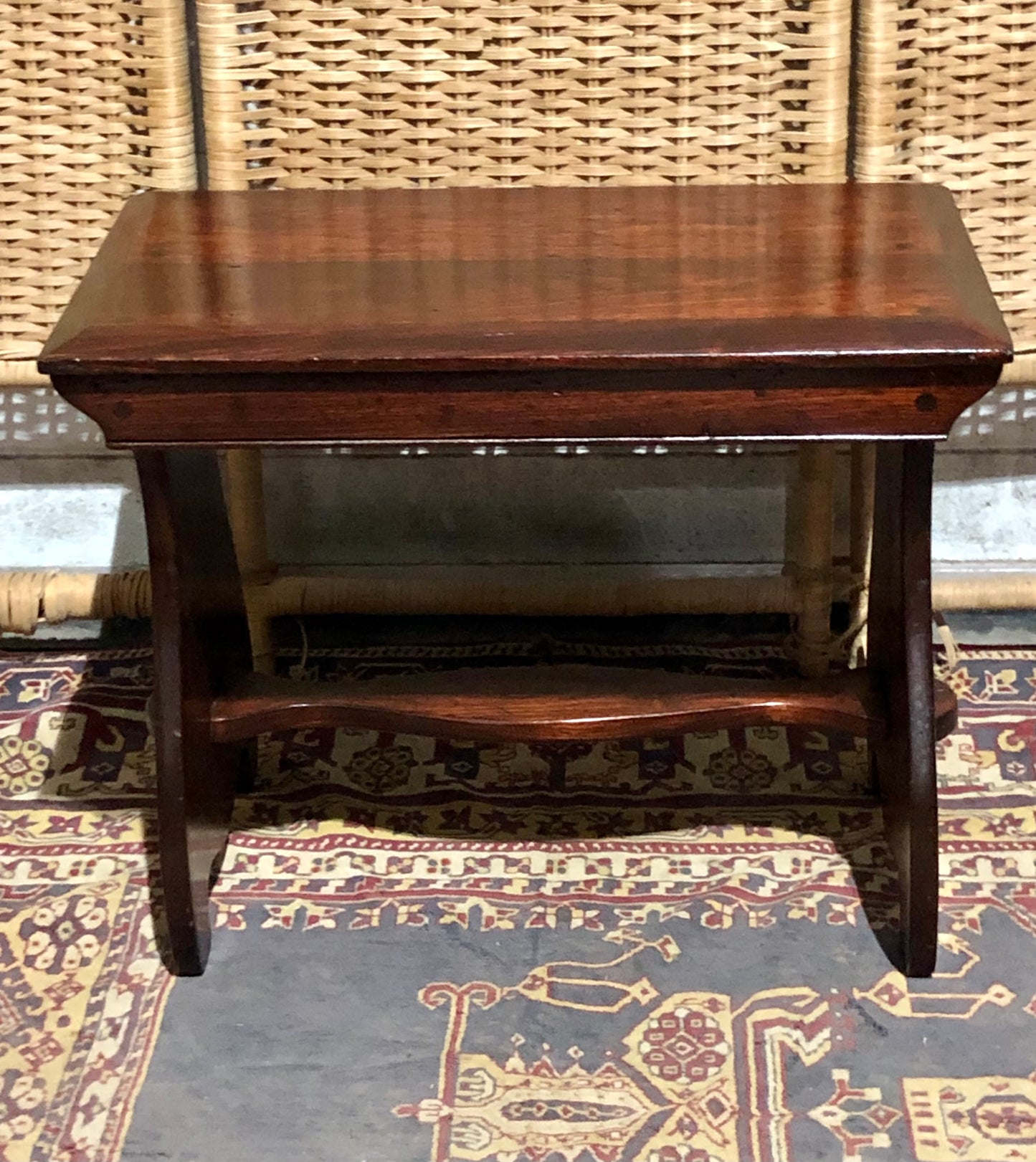 000580....Handsome Arts And Crafts Fruitwood Stool