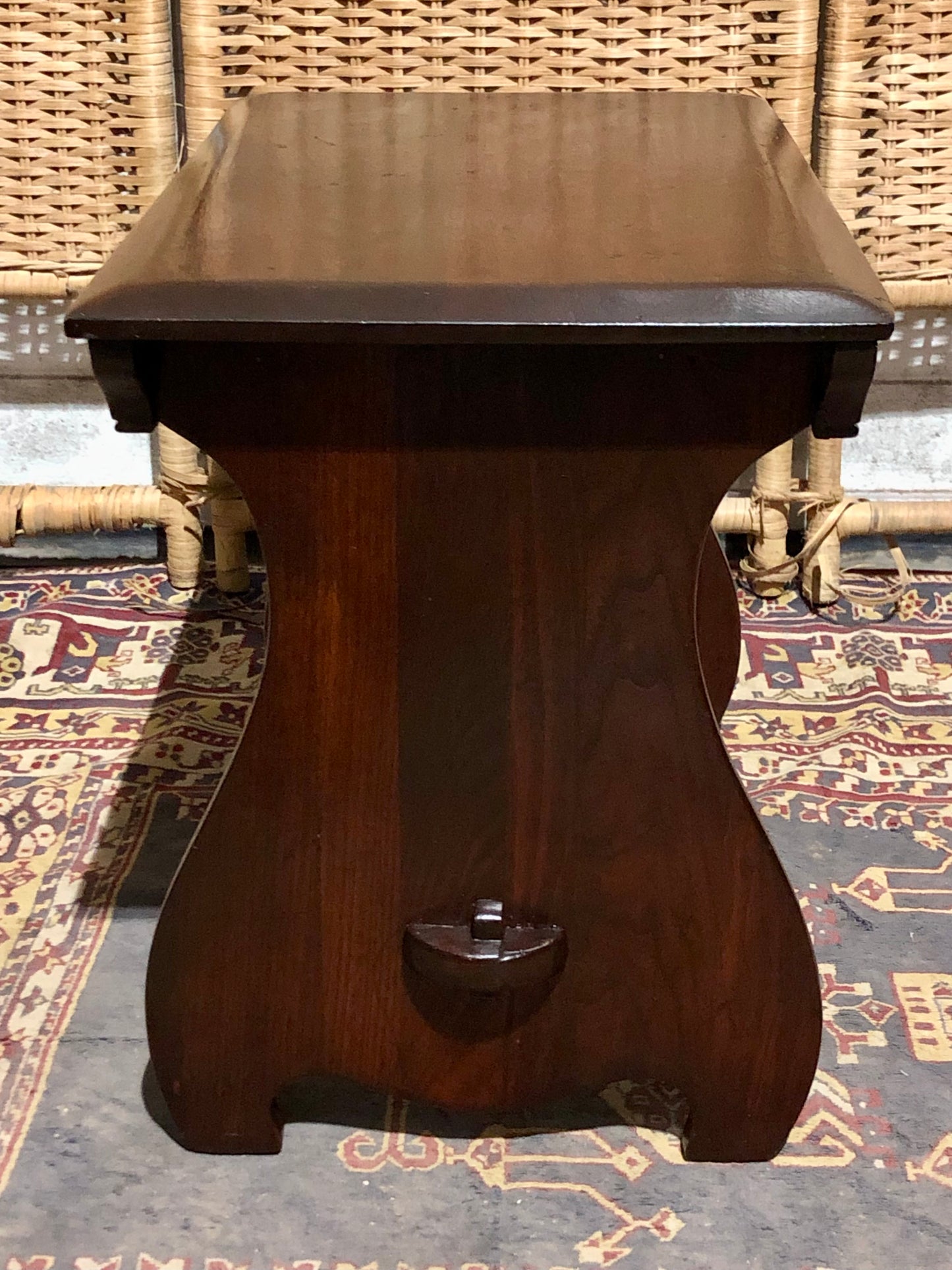 000580....Handsome Arts And Crafts Fruitwood Stool