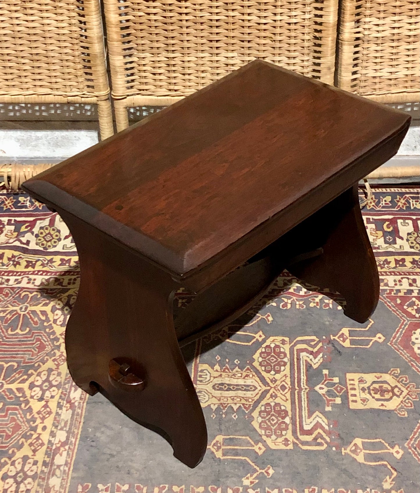 000580....Handsome Arts And Crafts Fruitwood Stool
