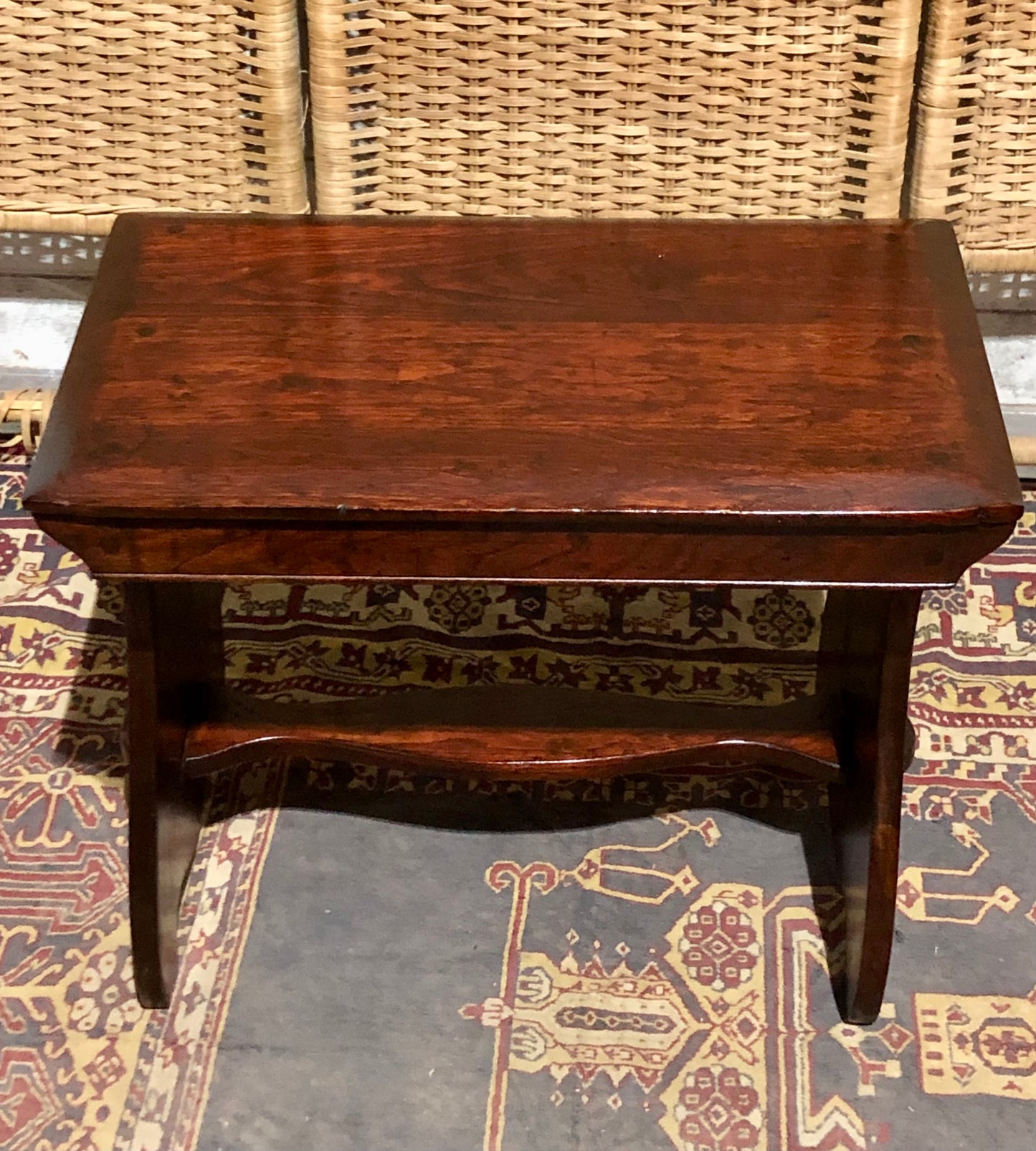 000580....Handsome Arts And Crafts Fruitwood Stool