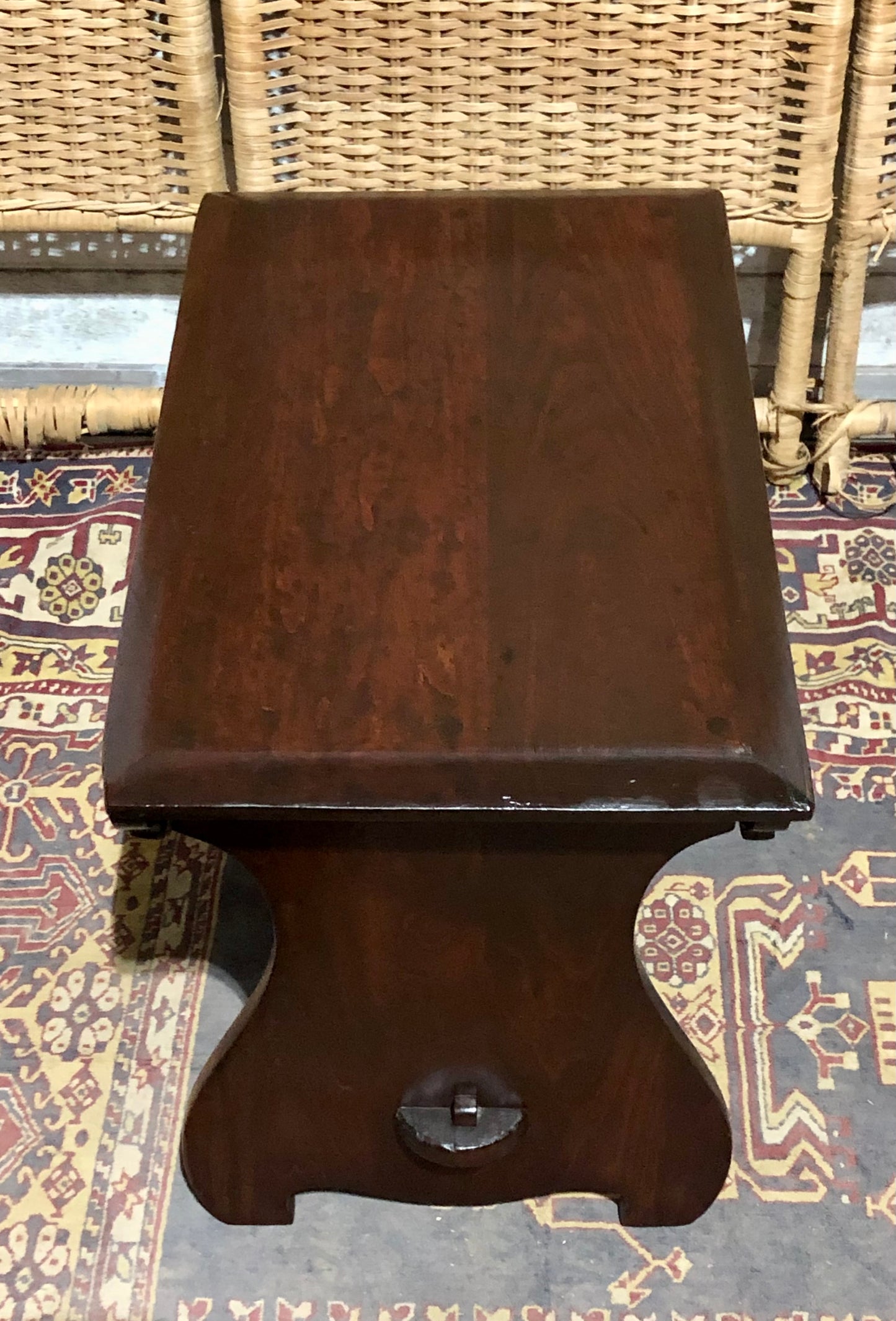 000580....Handsome Arts And Crafts Fruitwood Stool