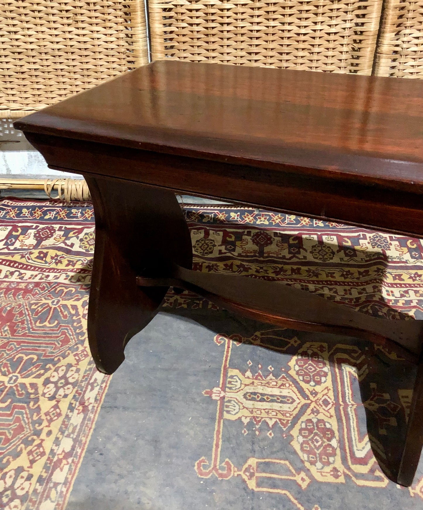 000580....Handsome Arts And Crafts Fruitwood Stool