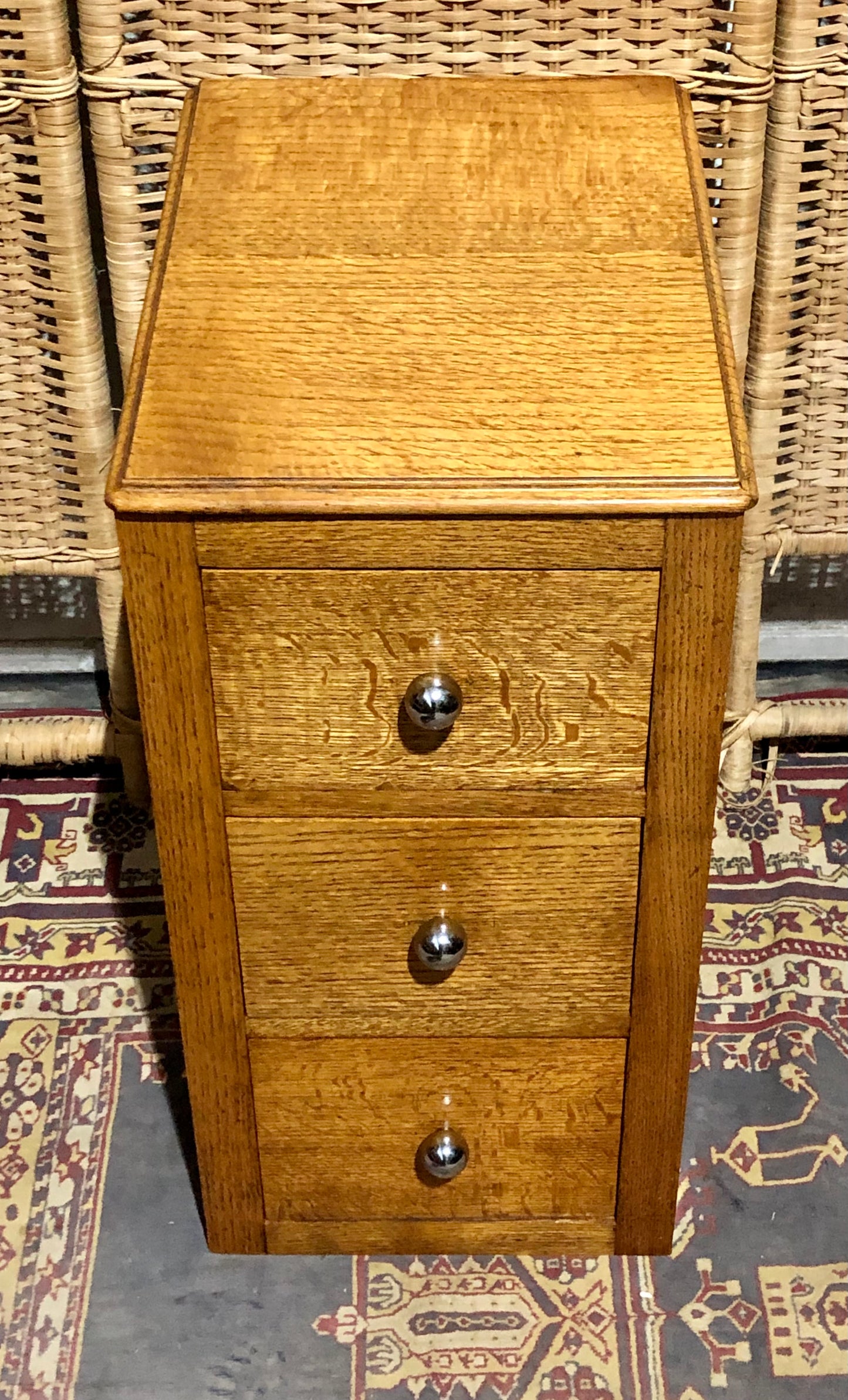 000578....Handsome Pair Of Solid Oak Art Deco Style Bedside Chests