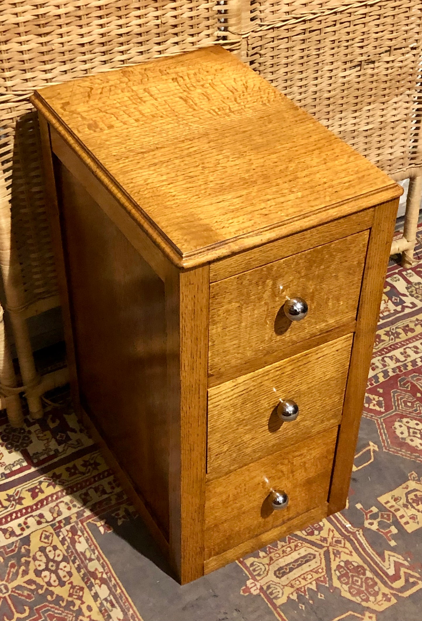 000578....Handsome Pair Of Solid Oak Art Deco Style Bedside Chests
