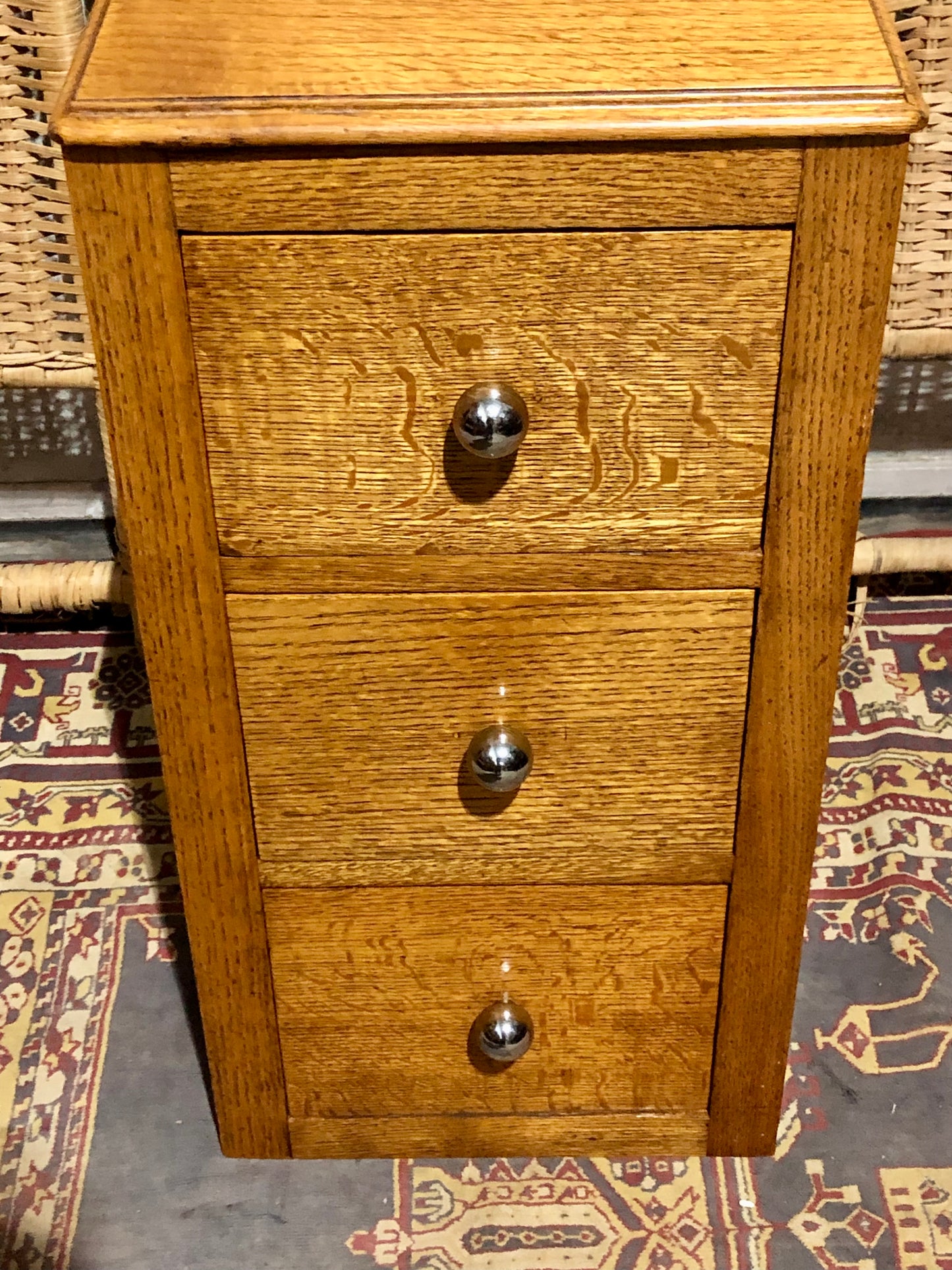 000578....Handsome Pair Of Solid Oak Art Deco Style Bedside Chests
