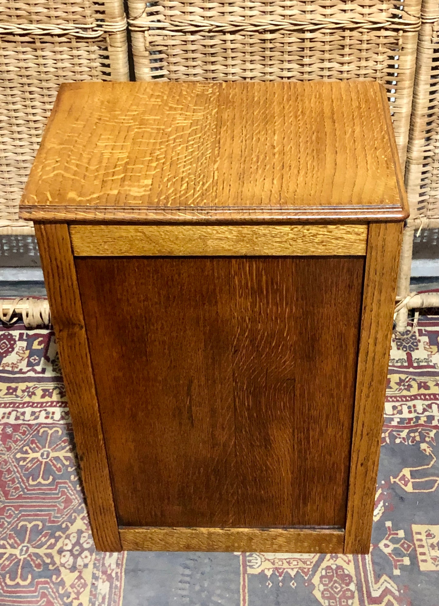 000578....Handsome Pair Of Solid Oak Art Deco Style Bedside Chests