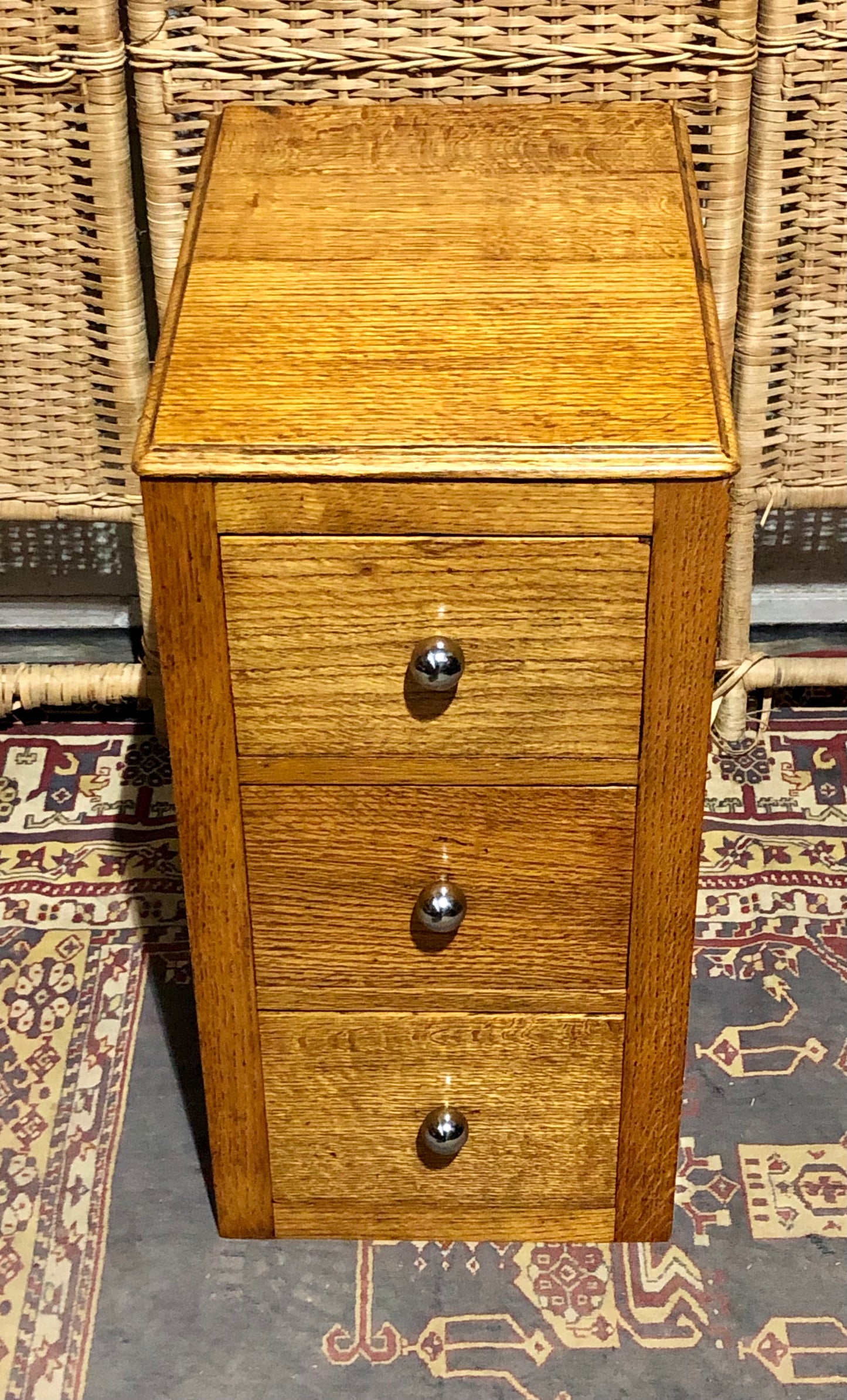 000578....Handsome Pair Of Solid Oak Art Deco Style Bedside Chests