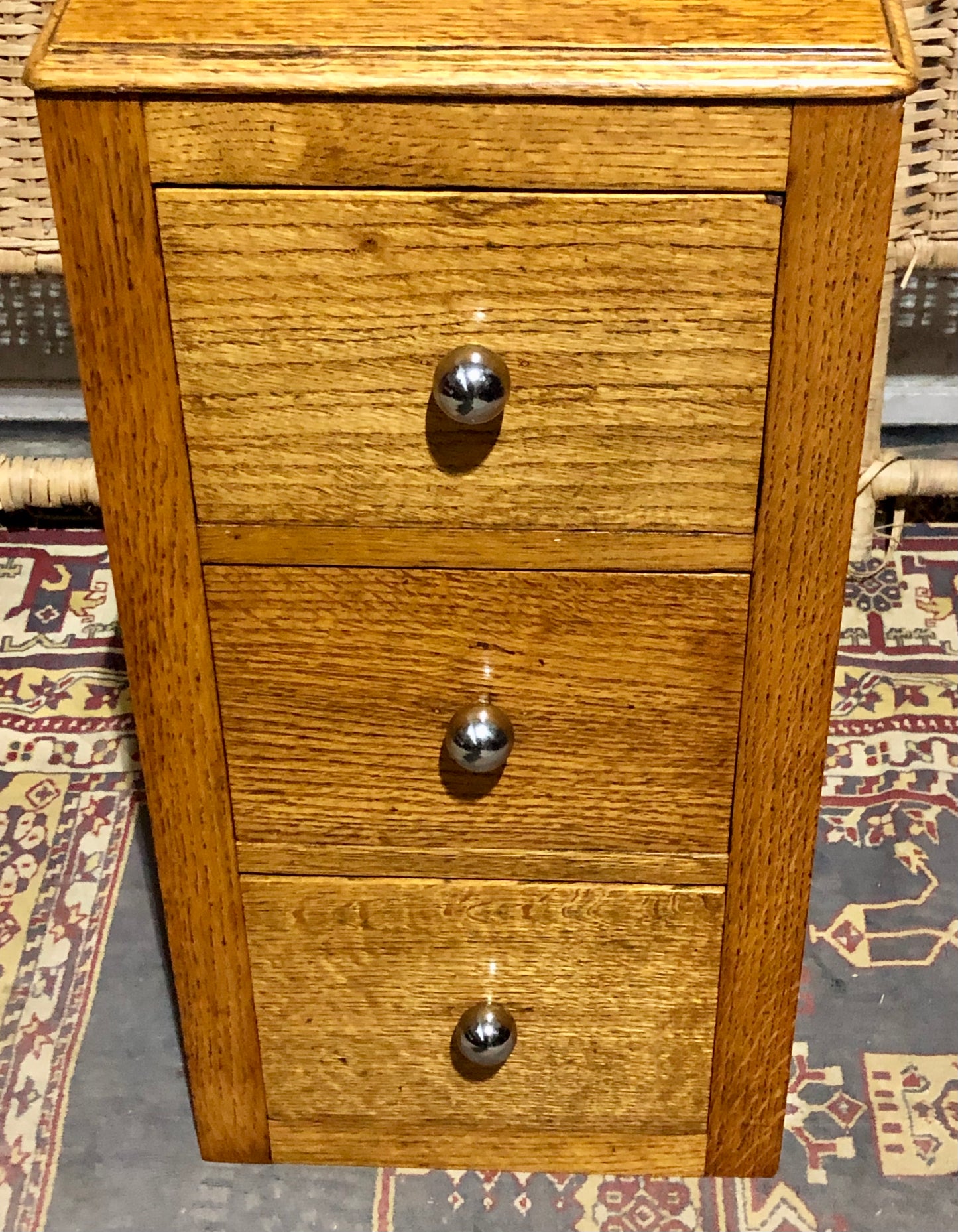 000578....Handsome Pair Of Solid Oak Art Deco Style Bedside Chests