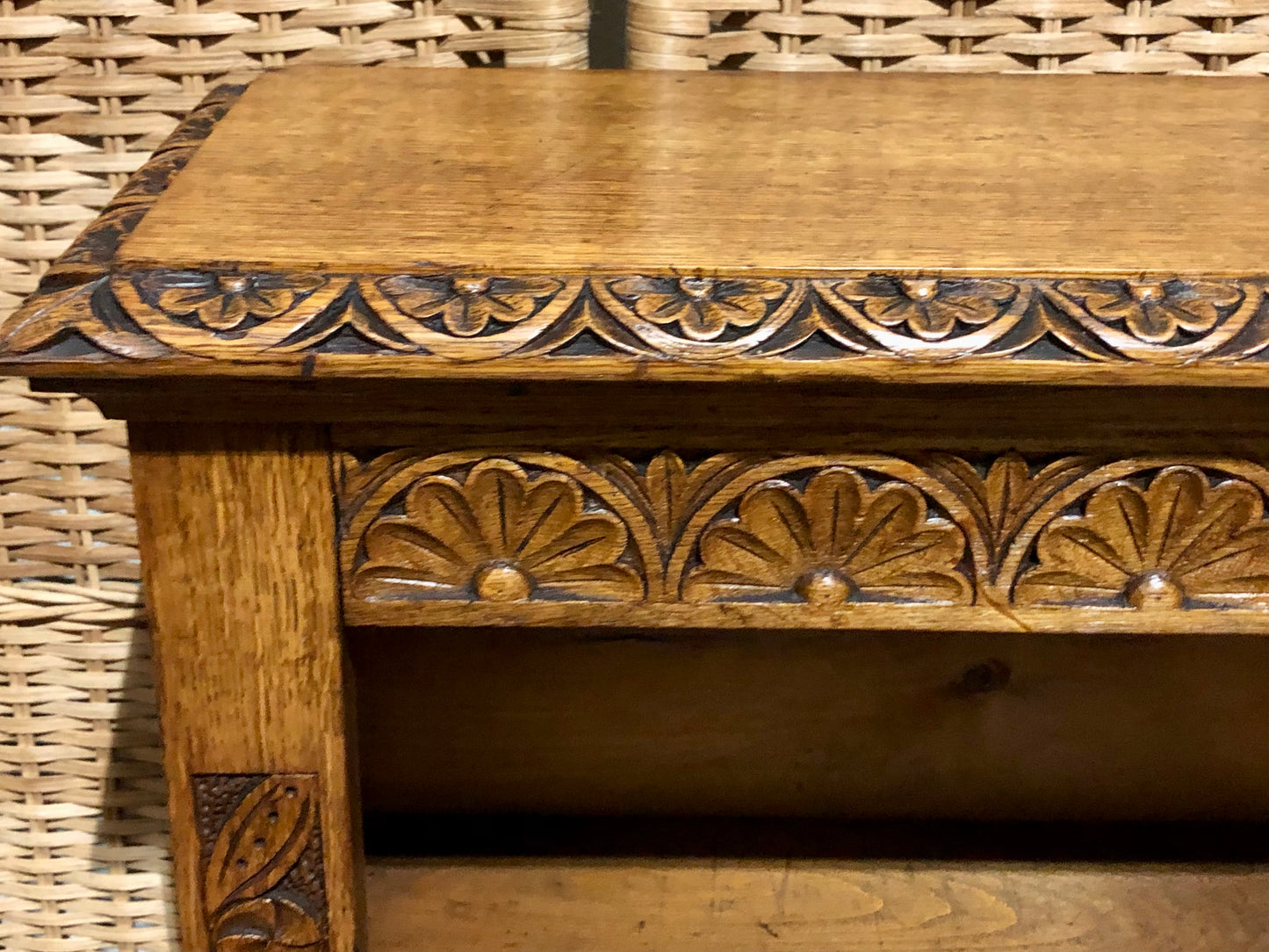 000571....Handsome Gothic Style Carved Oak Bookcase