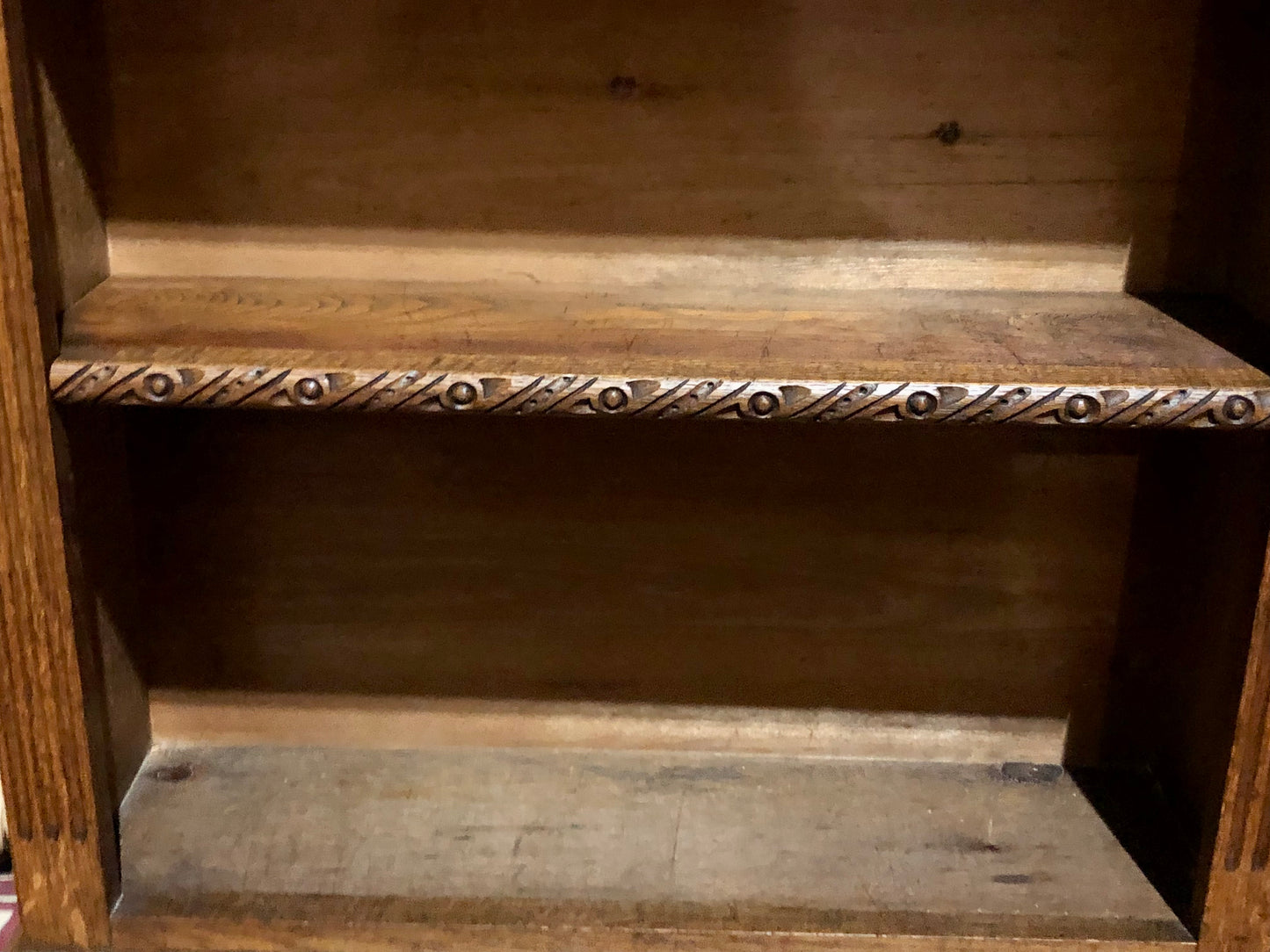 000571....Handsome Gothic Style Carved Oak Bookcase