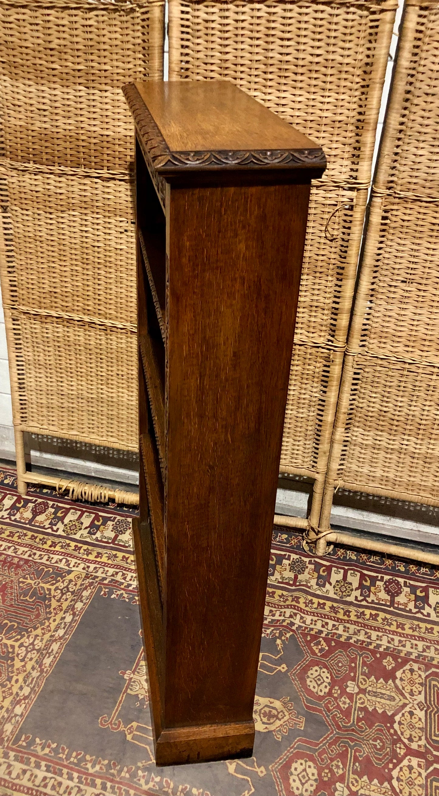 000571....Handsome Gothic Style Carved Oak Bookcase