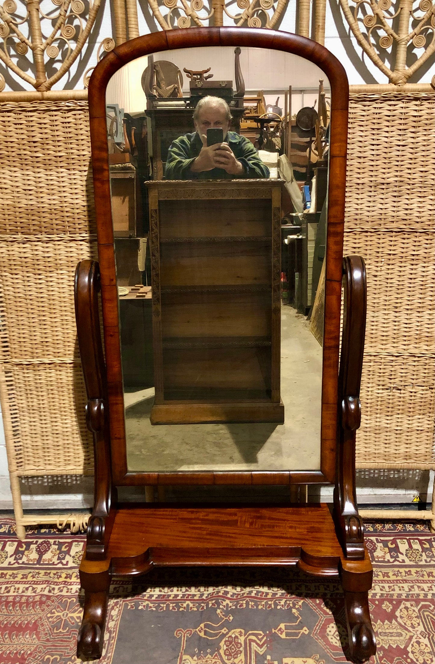 000570.... Handsome Victorian Mahogany Cheval Mirror