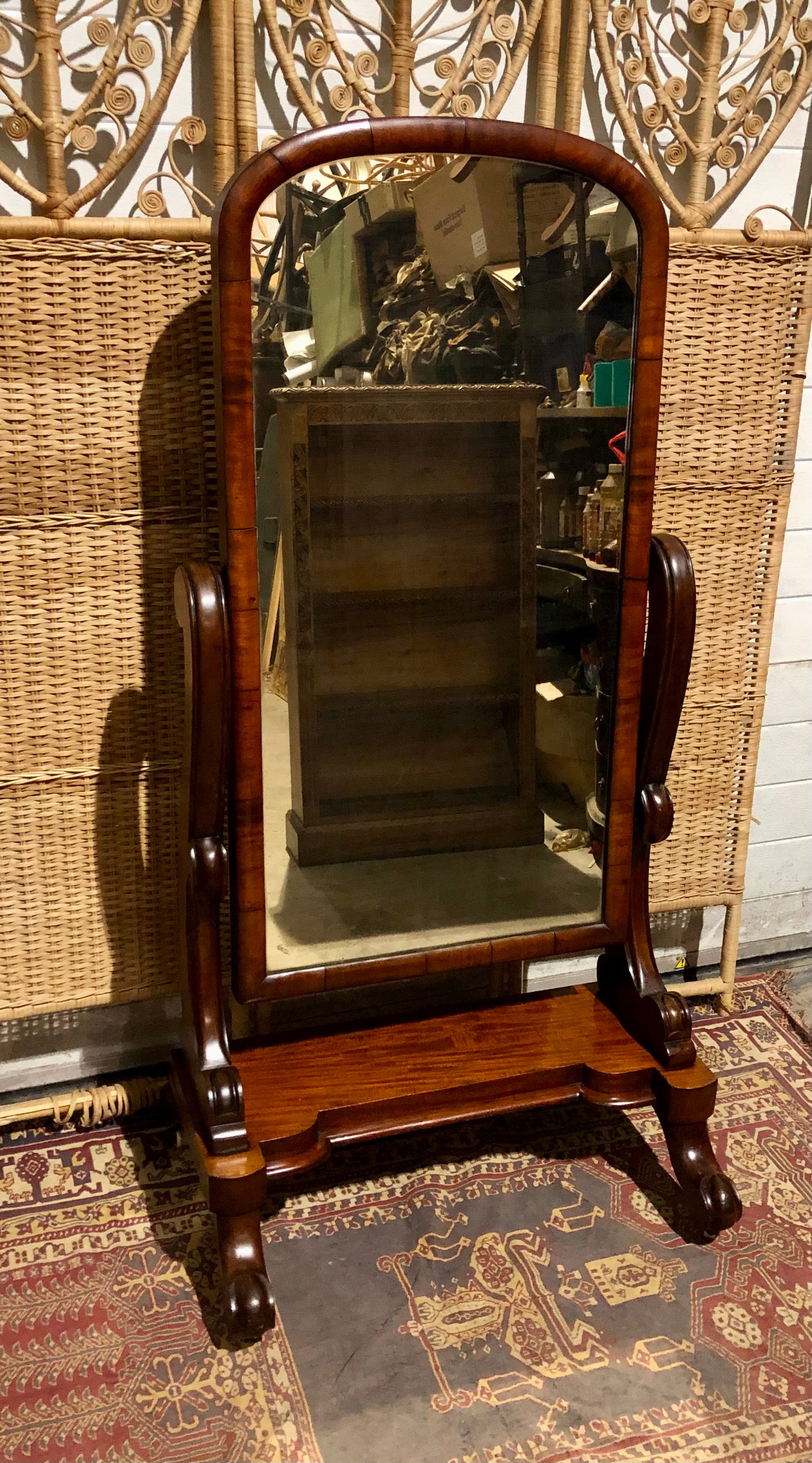 000570.... Handsome Victorian Mahogany Cheval Mirror