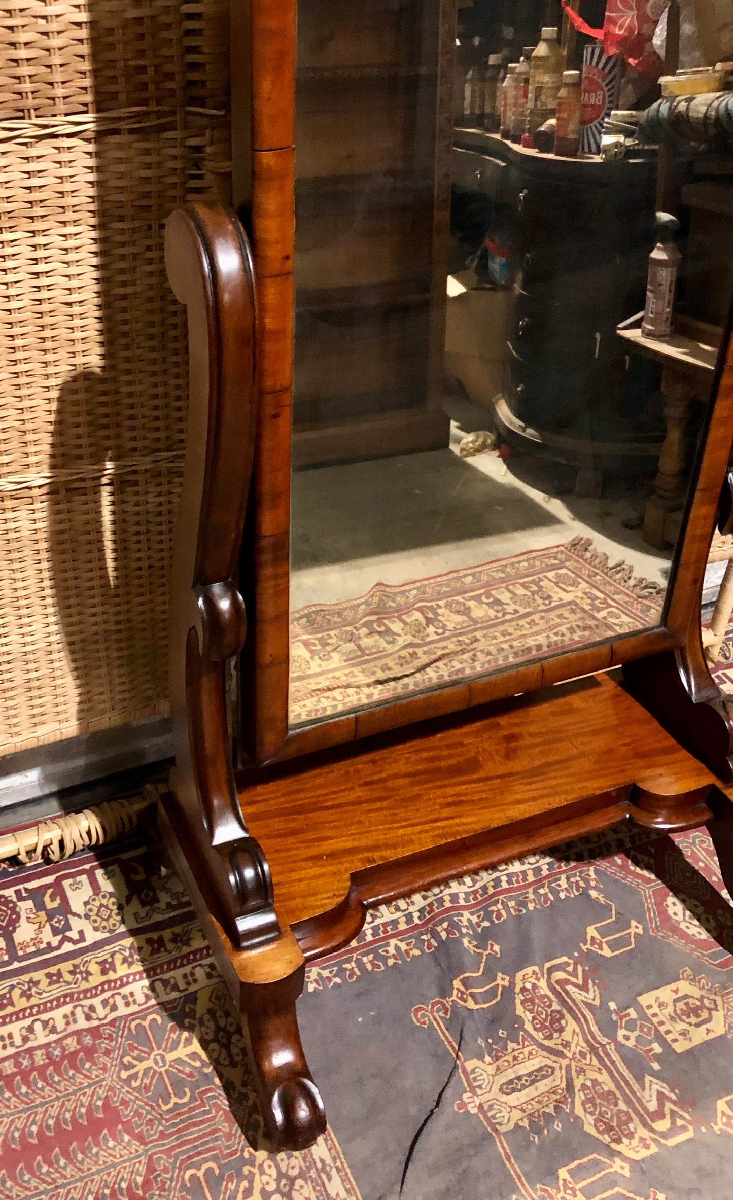 000570.... Handsome Victorian Mahogany Cheval Mirror