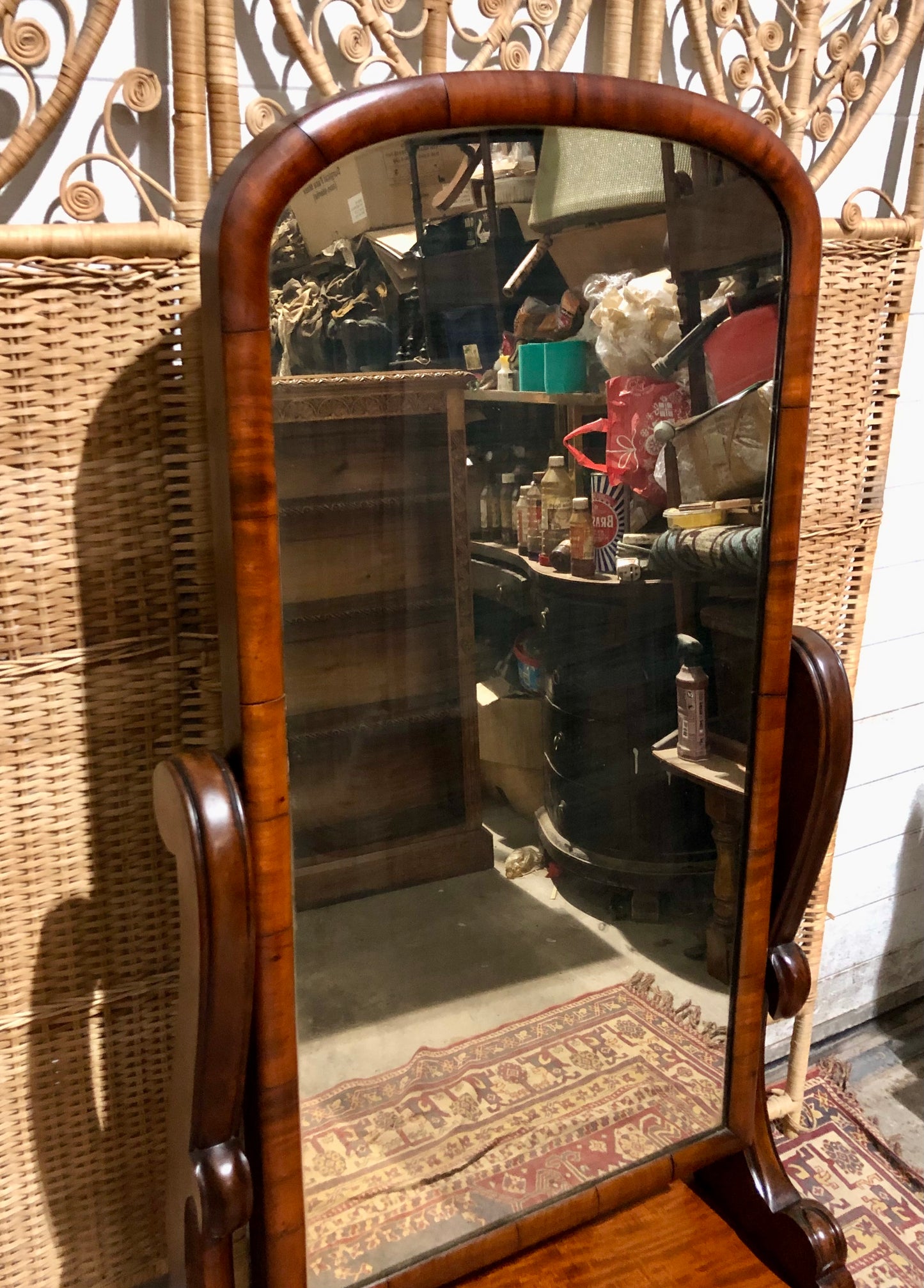 000570.... Handsome Victorian Mahogany Cheval Mirror